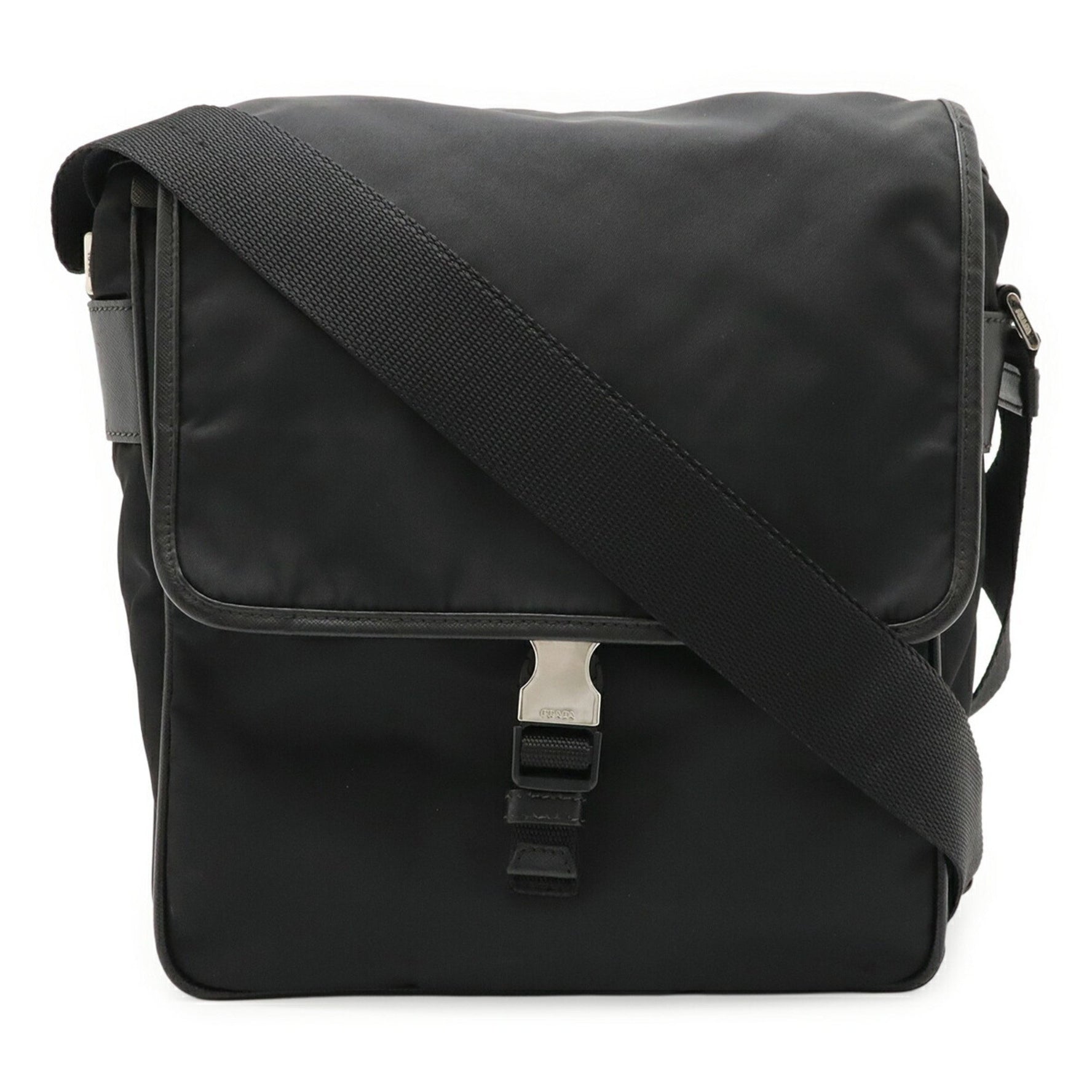 PRADA Shoulder Bag, Nylon and Leather, Black