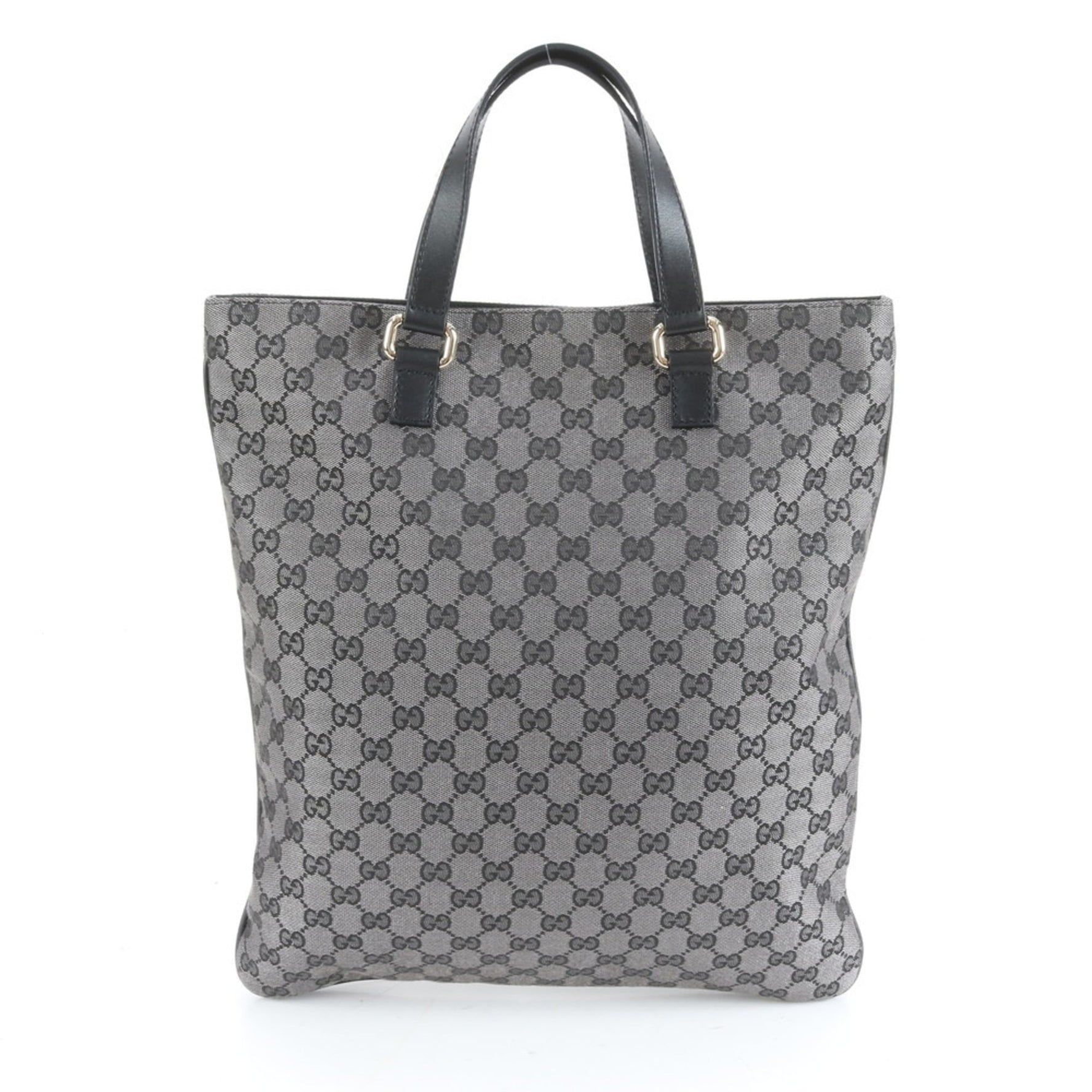 Gucci GG Canvas Leather Tote Bag Shoulder Black