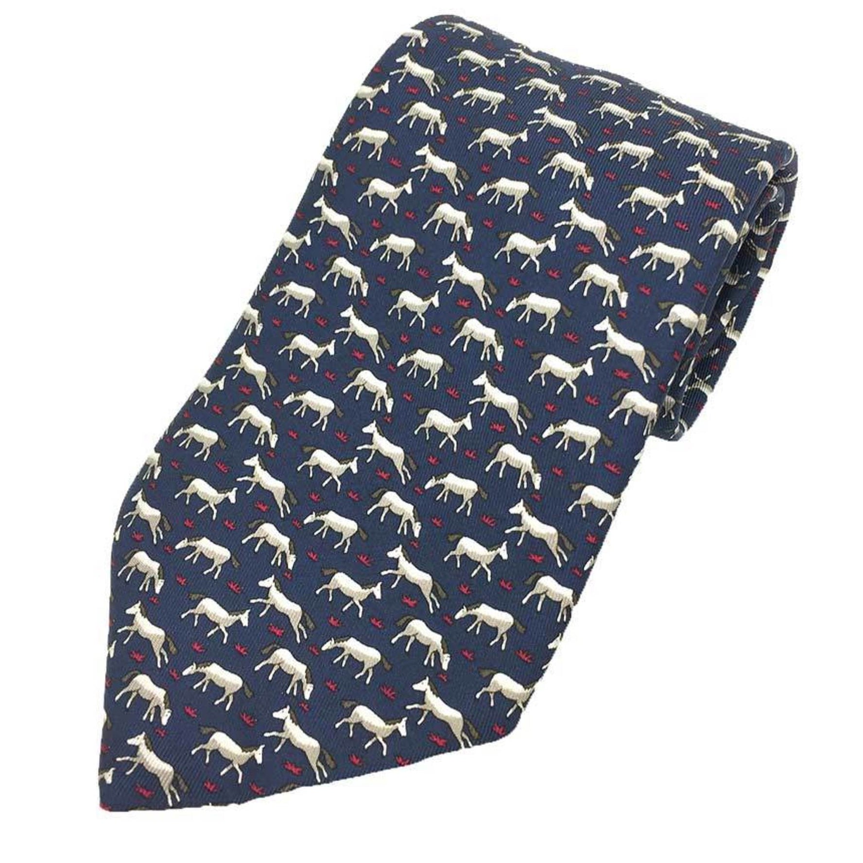 HERMES Tie Horse Pattern Silk