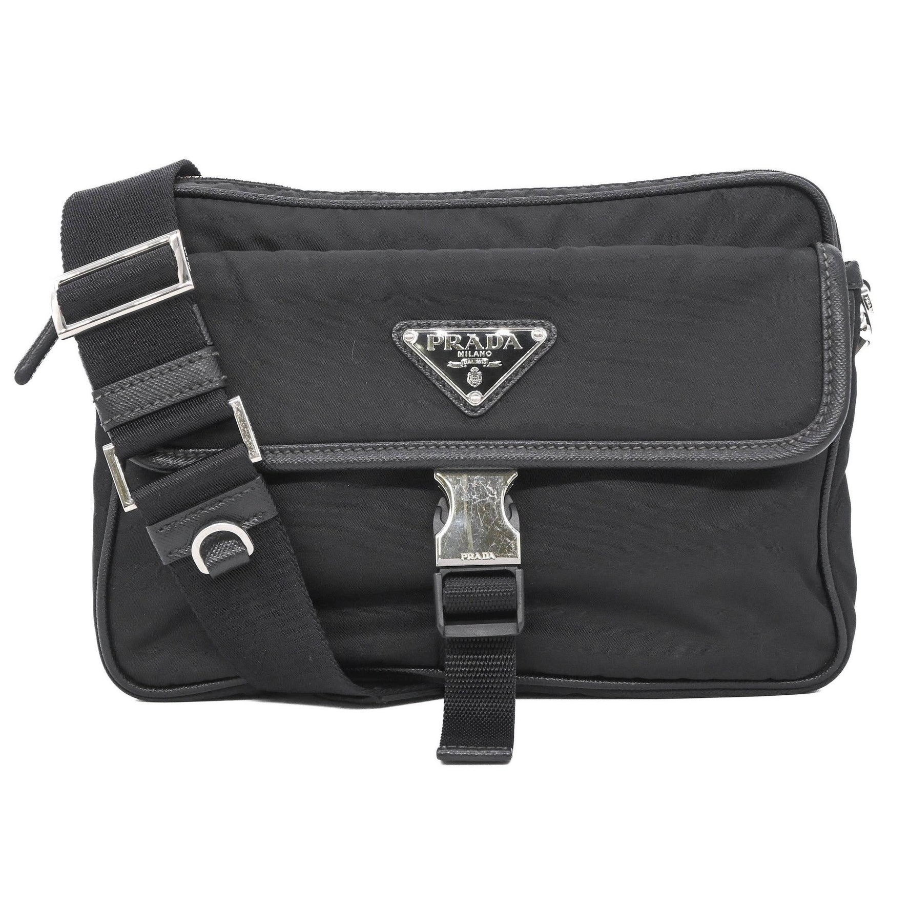 PRADA Men's Re-Nylon Saffiano Leather Mini Triangle Shoulder Bag 2DMH (2VH133)