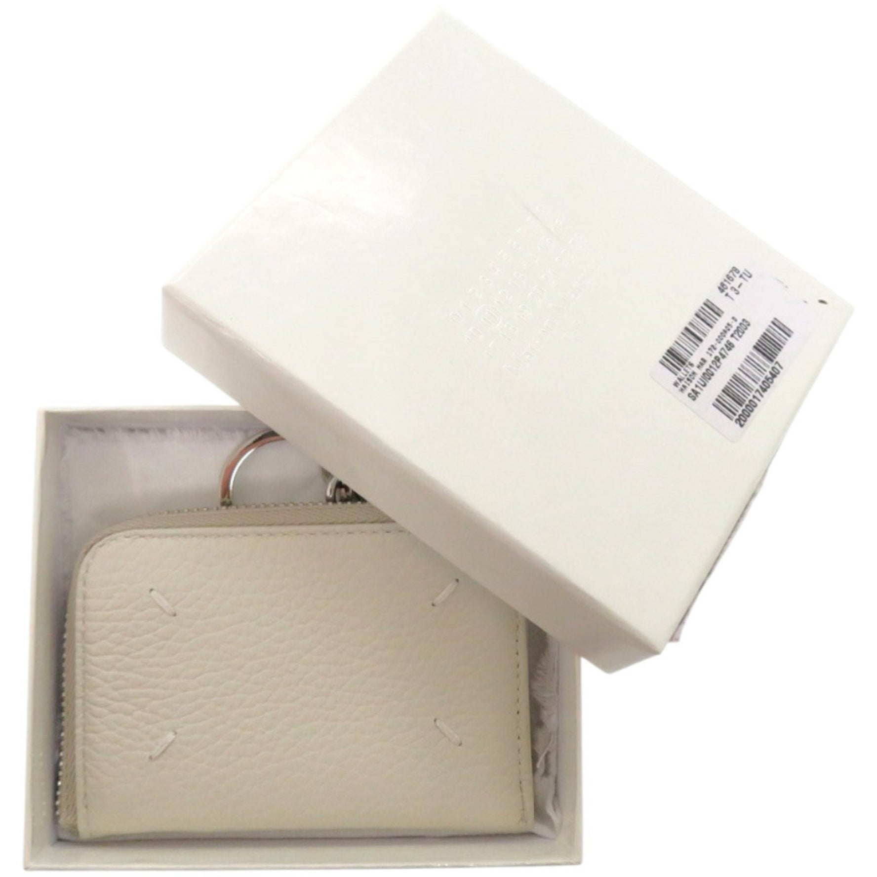 Unused Maison Margiela L-shaped zipper mini wallet with four stitches, leather, coin purse, wallet, 1486.