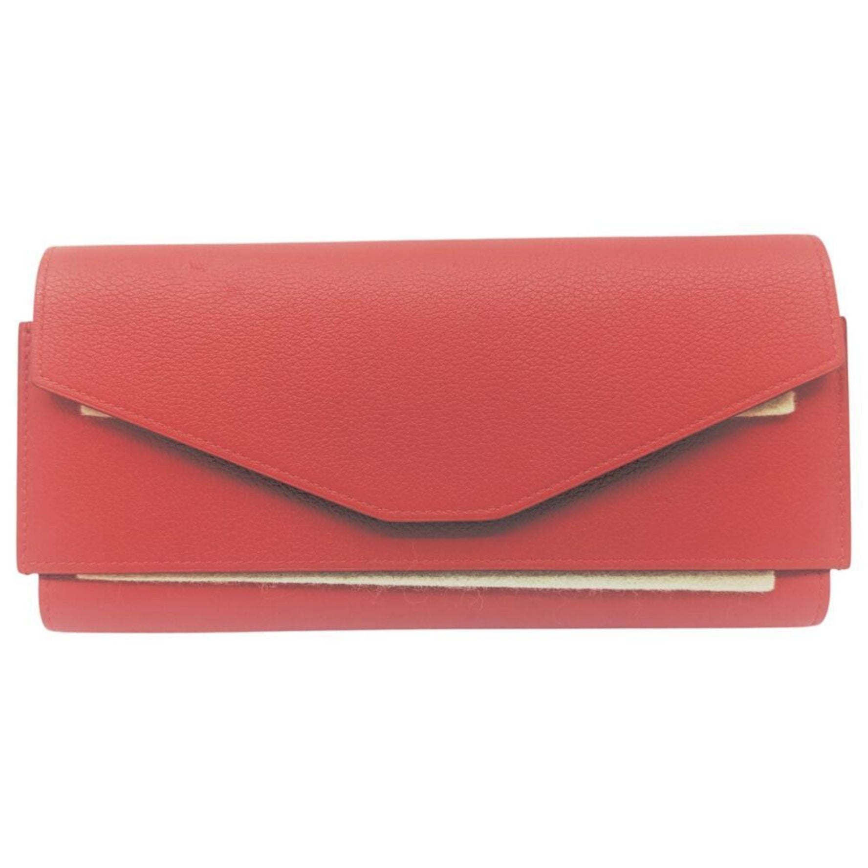 HERMES Passant Long Bifold Wallet, Leather, Evercolor Rouge Tomato, Red, X Stamp, 2016