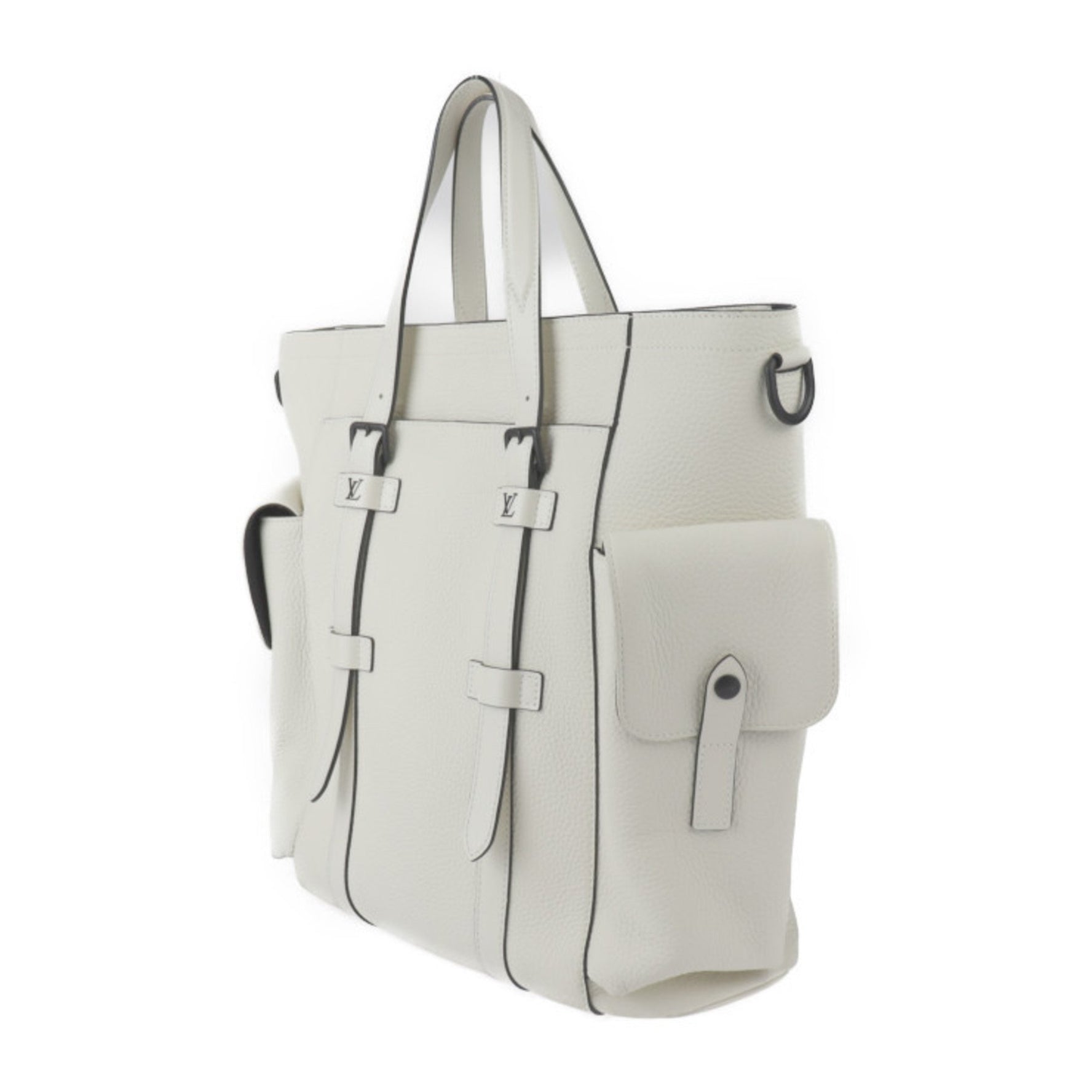 Louis Vuitton Christopher Tote Bag Taurillon Leather Blanc White Matte Black Hardware Shoulder