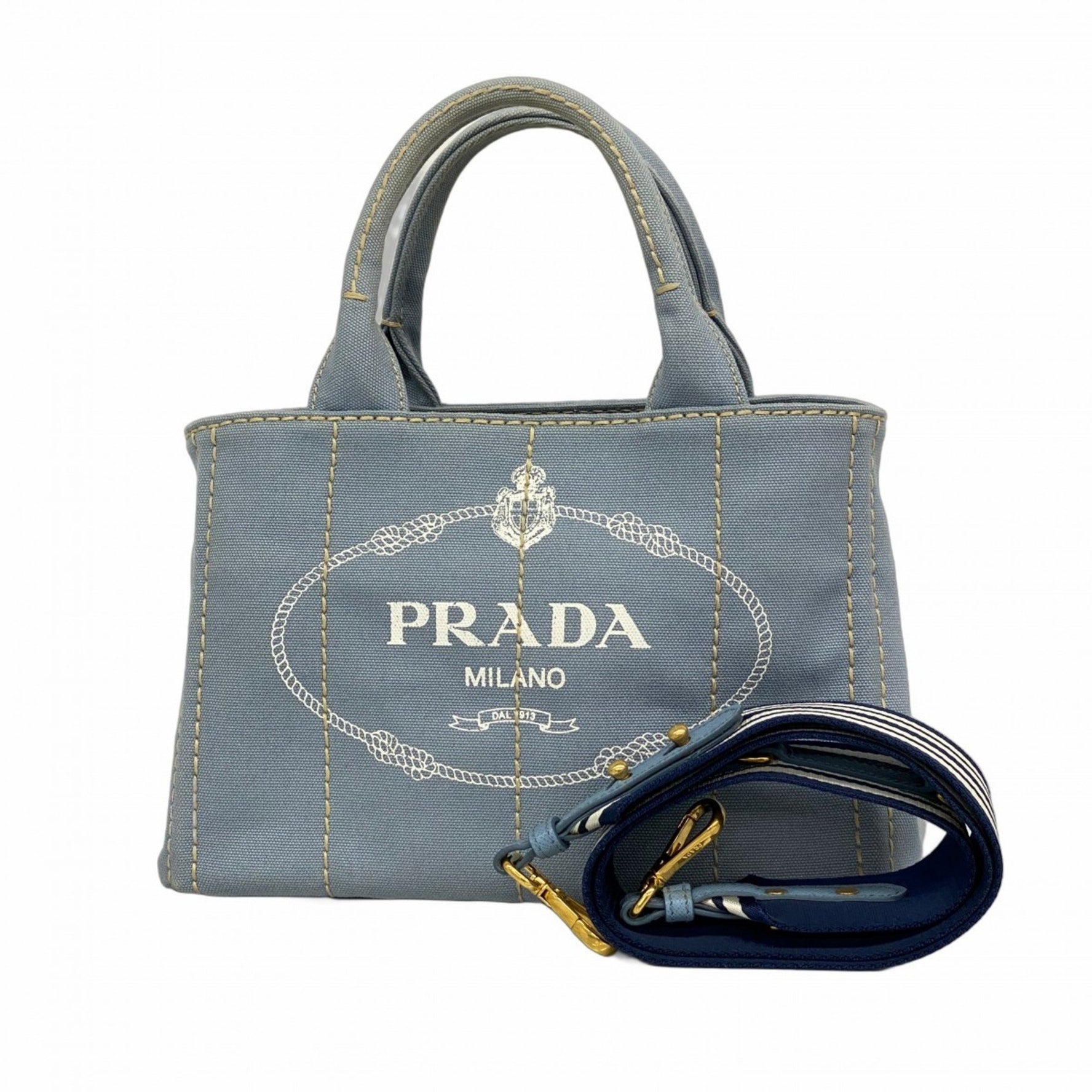 Prada Canapa Canvas Sky Blue Handbag, Bag