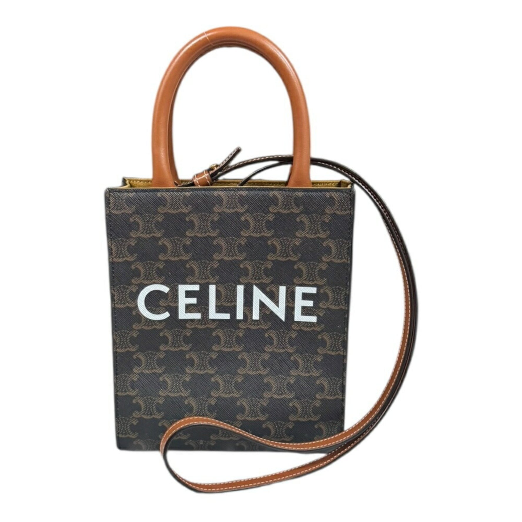 Celine Mini Vertical Cabas Triomphe Shoulder Bag Coated Canvas