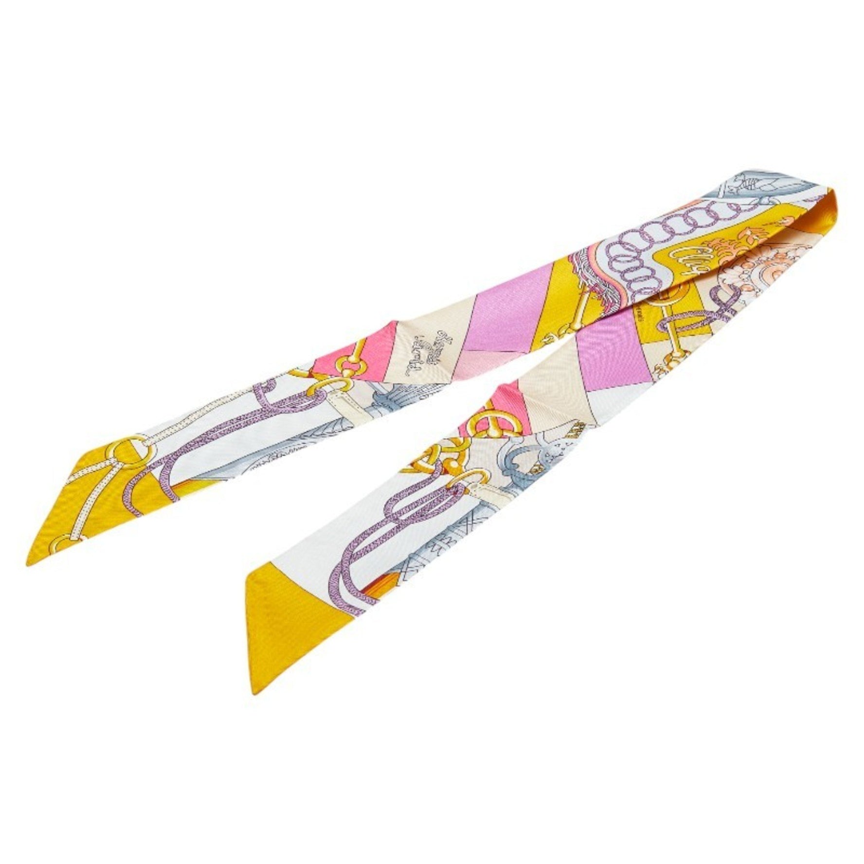Hermes Twilly Cliquetis Scarf Muffler White Multicolor