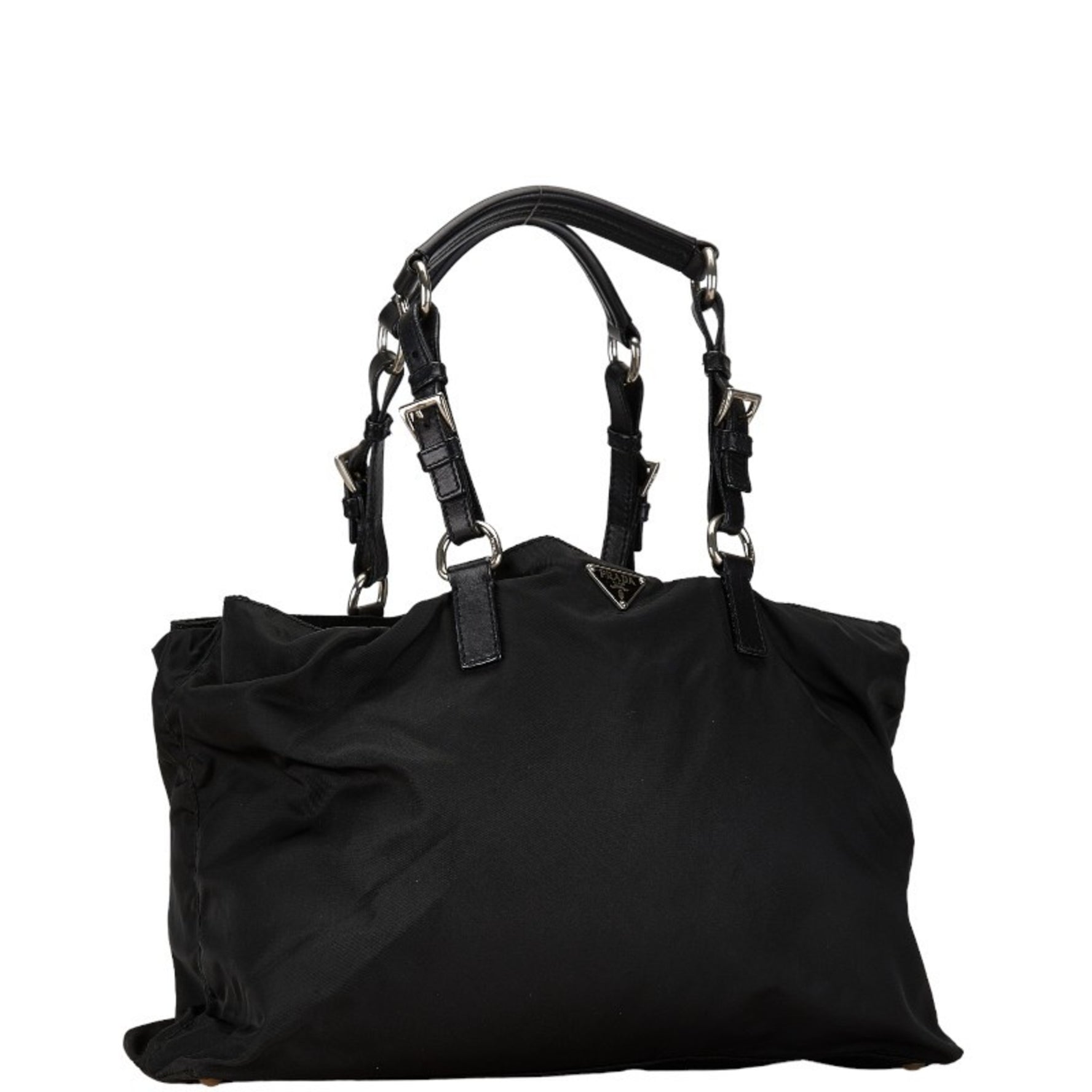 Prada Triangle Plate Handbag Nylon Leather