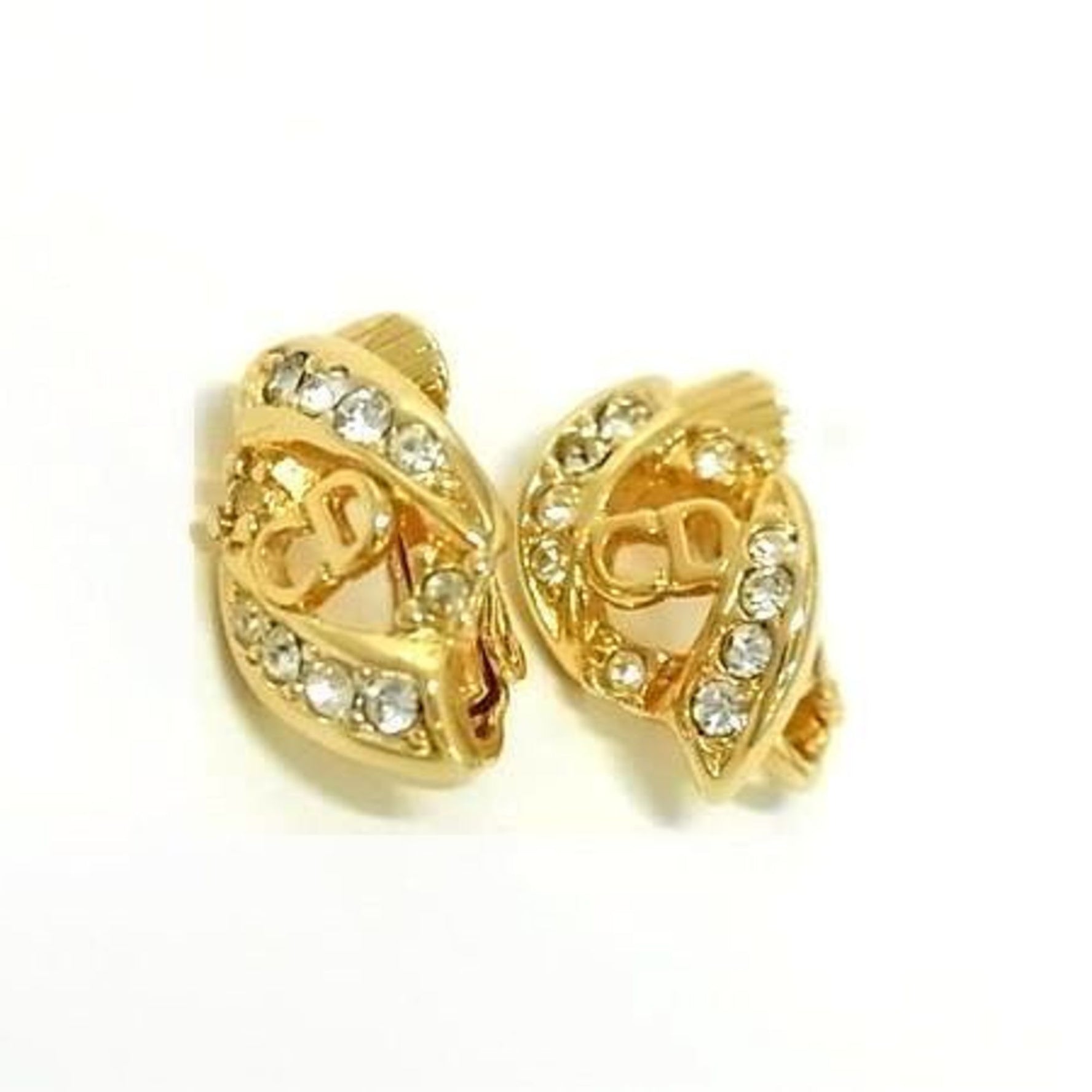 Christian Dior Earrings Metal Rhinestone