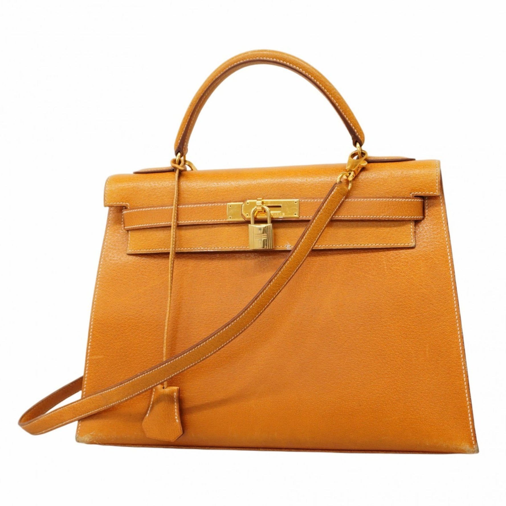 Hermes Hermès Kelly 32 Handbag, Brown Pork Leather, XX Stamped, Women's