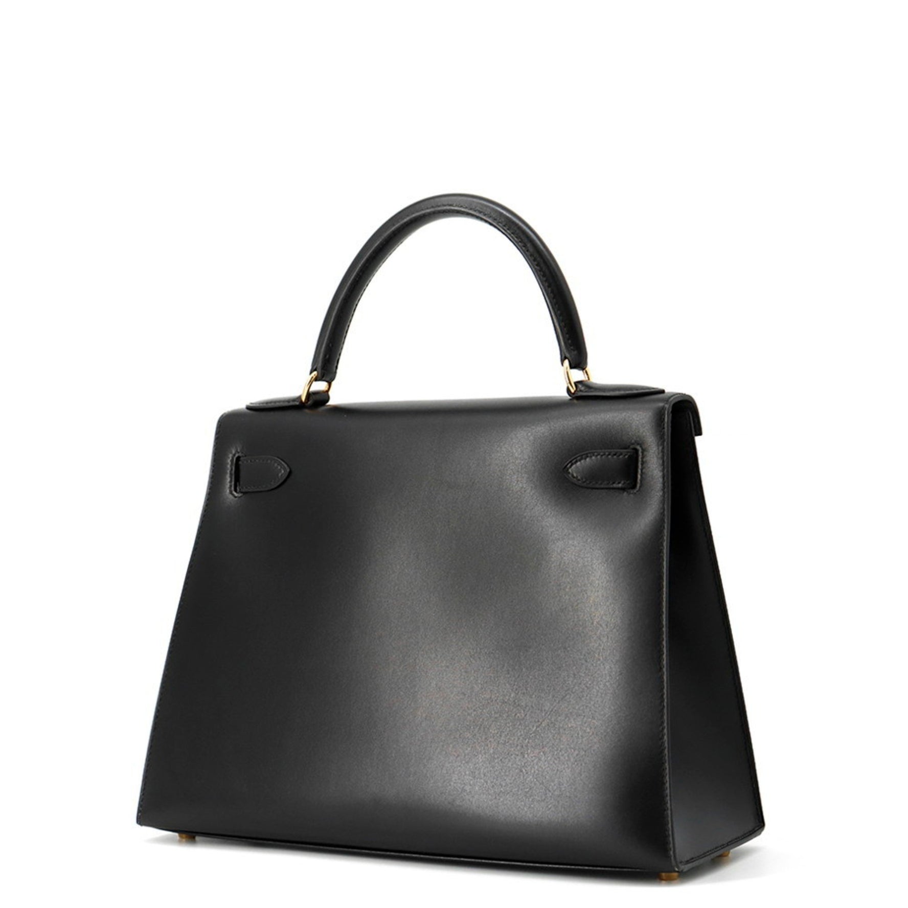 Hermes Hermès Kelly 28 Handbag, Black Box Calf Leather, with Exterior Stitching, C Stamp, 2-Way Shoulder Bag,