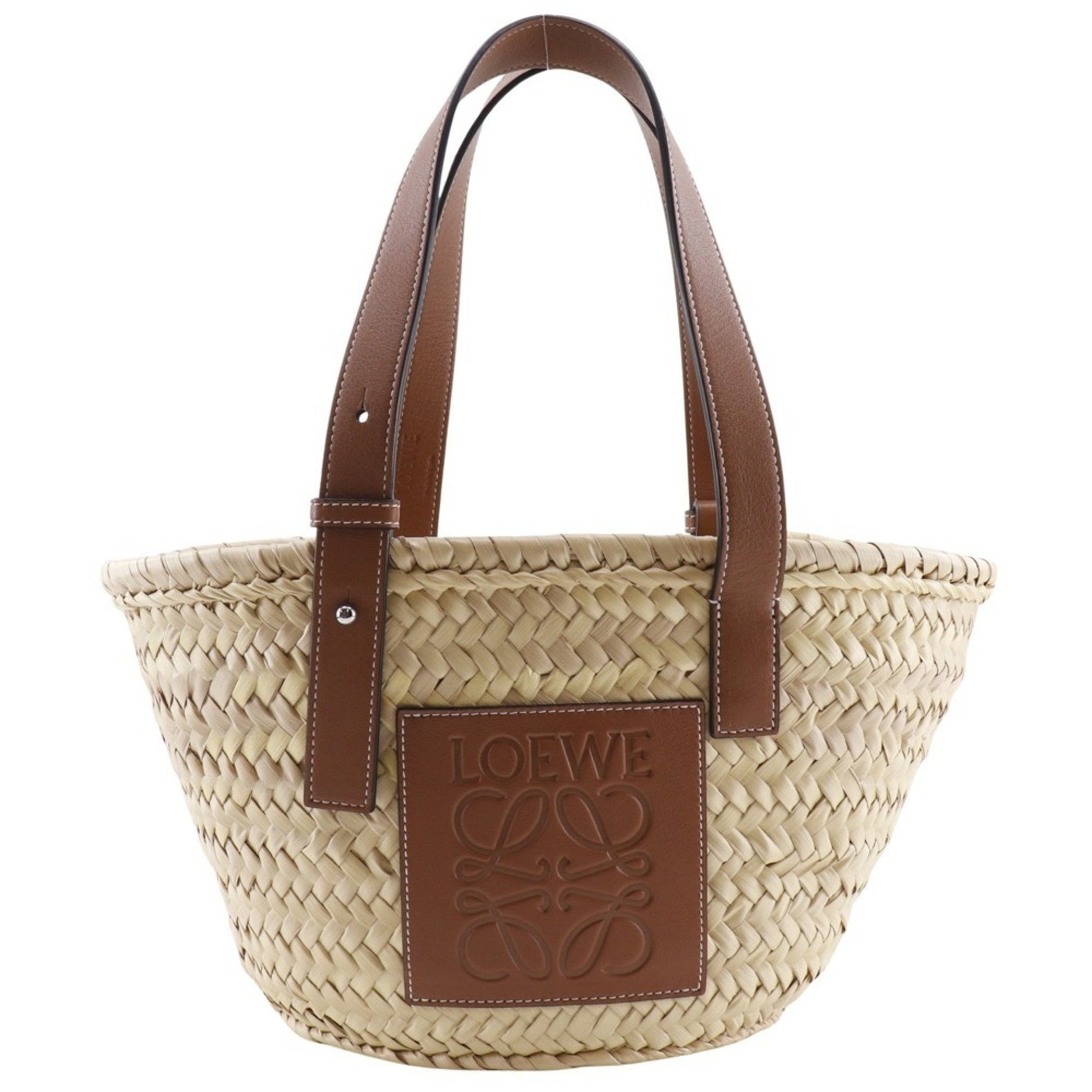 LOEWE Basket Bag, Small Tote Raffia and Leather, Brown