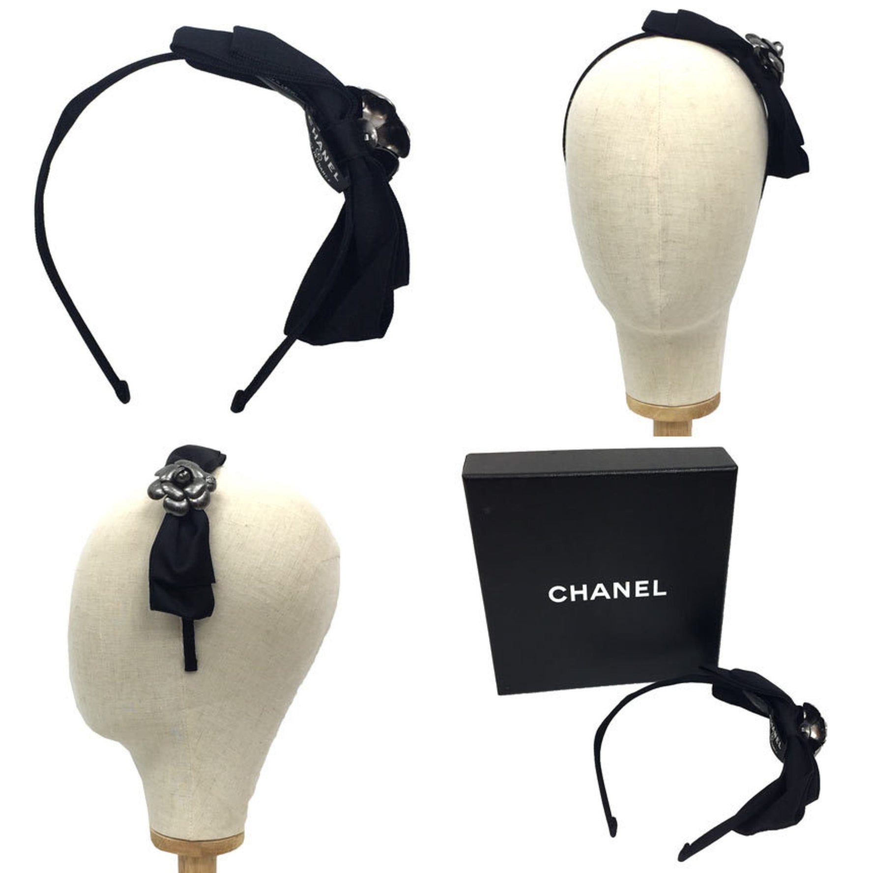 CHANEL Camellia Headband Black Hair