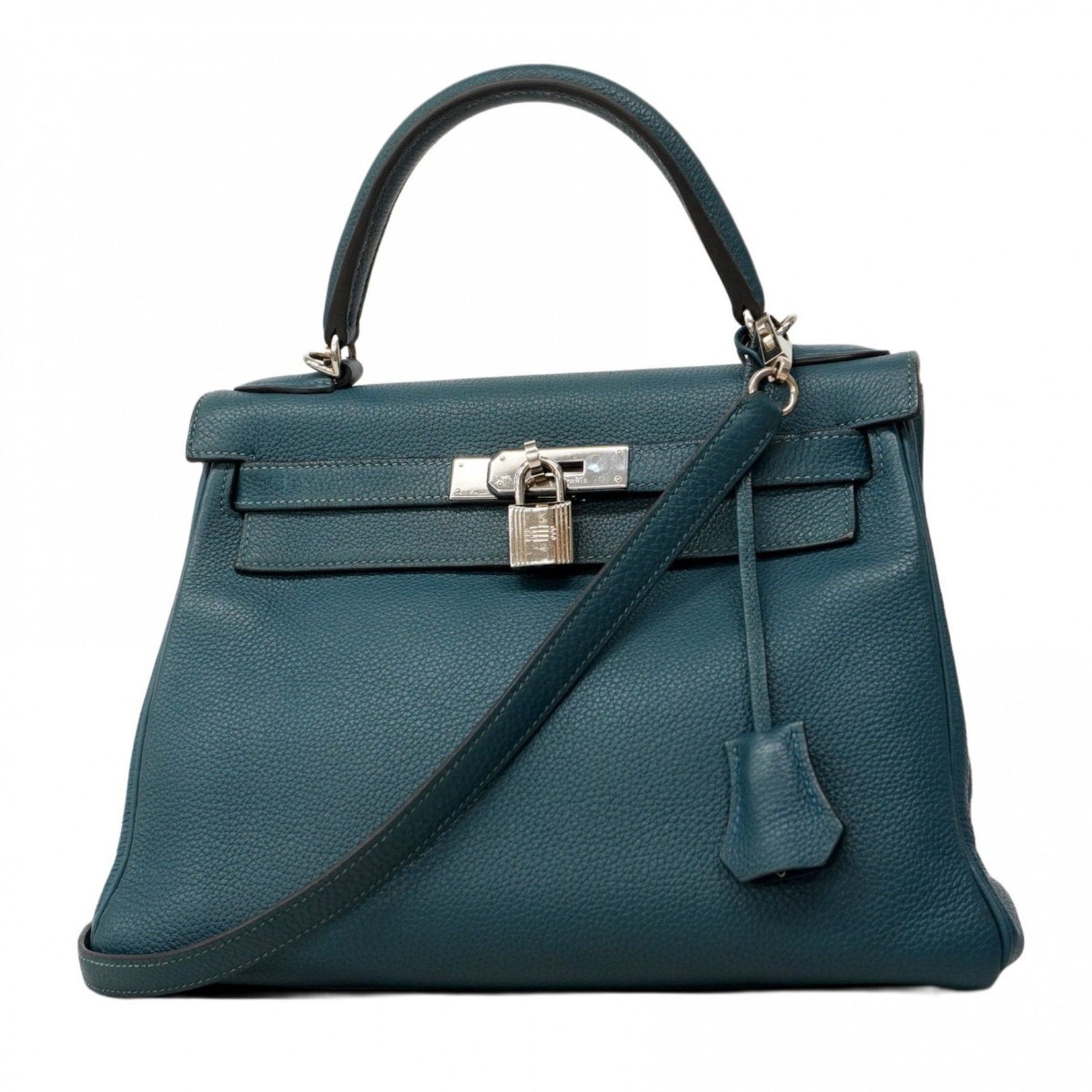 Hermes Hermès Kelly 28 Togo Vert Bosphor T-stamped 2-way bag for women