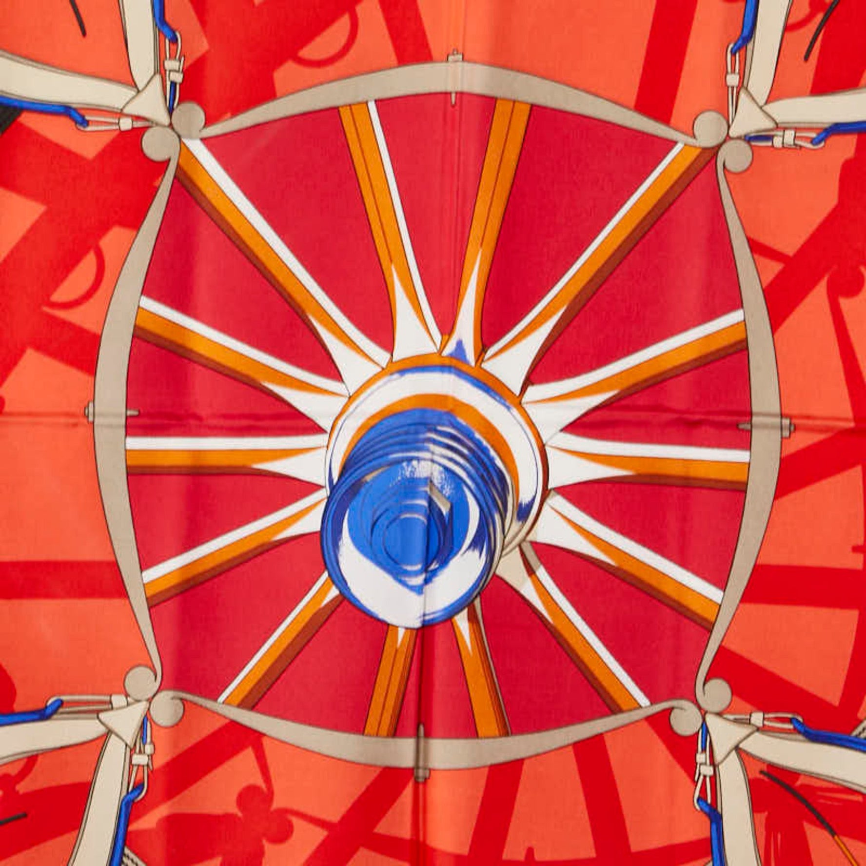 Hermes Hermès Carré 90 "En Roue Libre" (Wheel of Freedom) scarf, red and multicolored silk, .