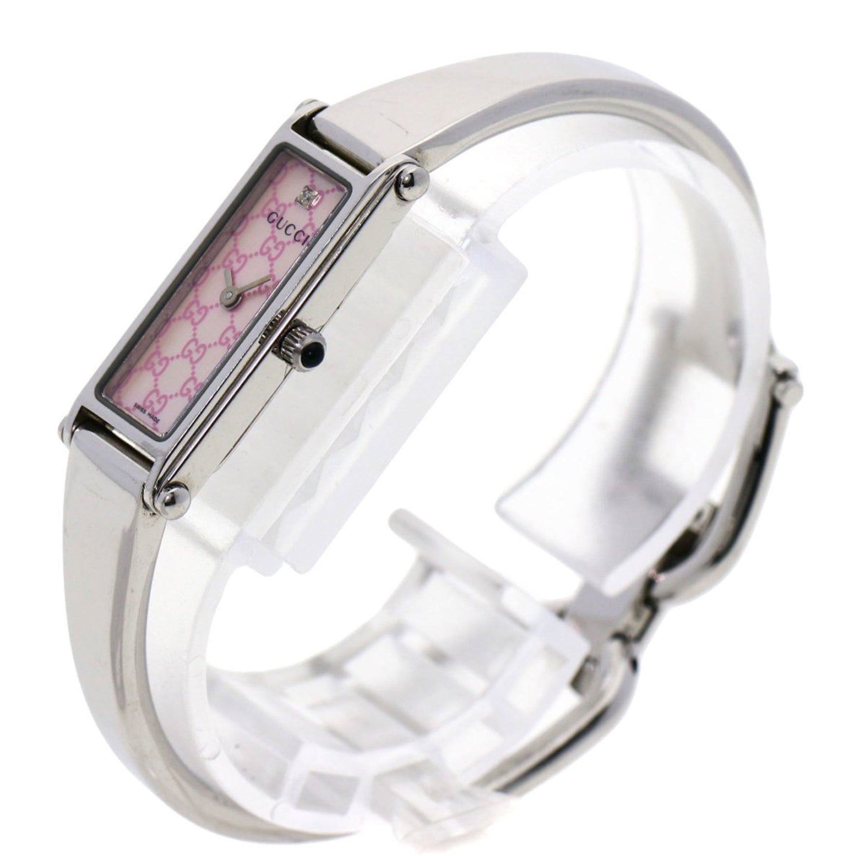Gucci Square Face Watch Stainless Steel SS Ladies