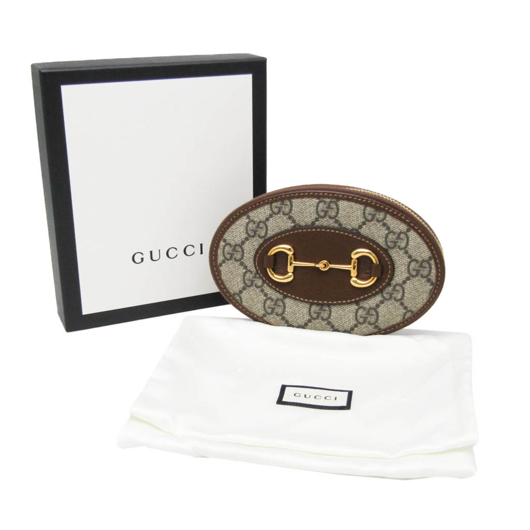 Gucci GG Supreme Horsebit 1955 Leather,PVC Coin Purse/coin Case Beige,Brown,Dark Brown