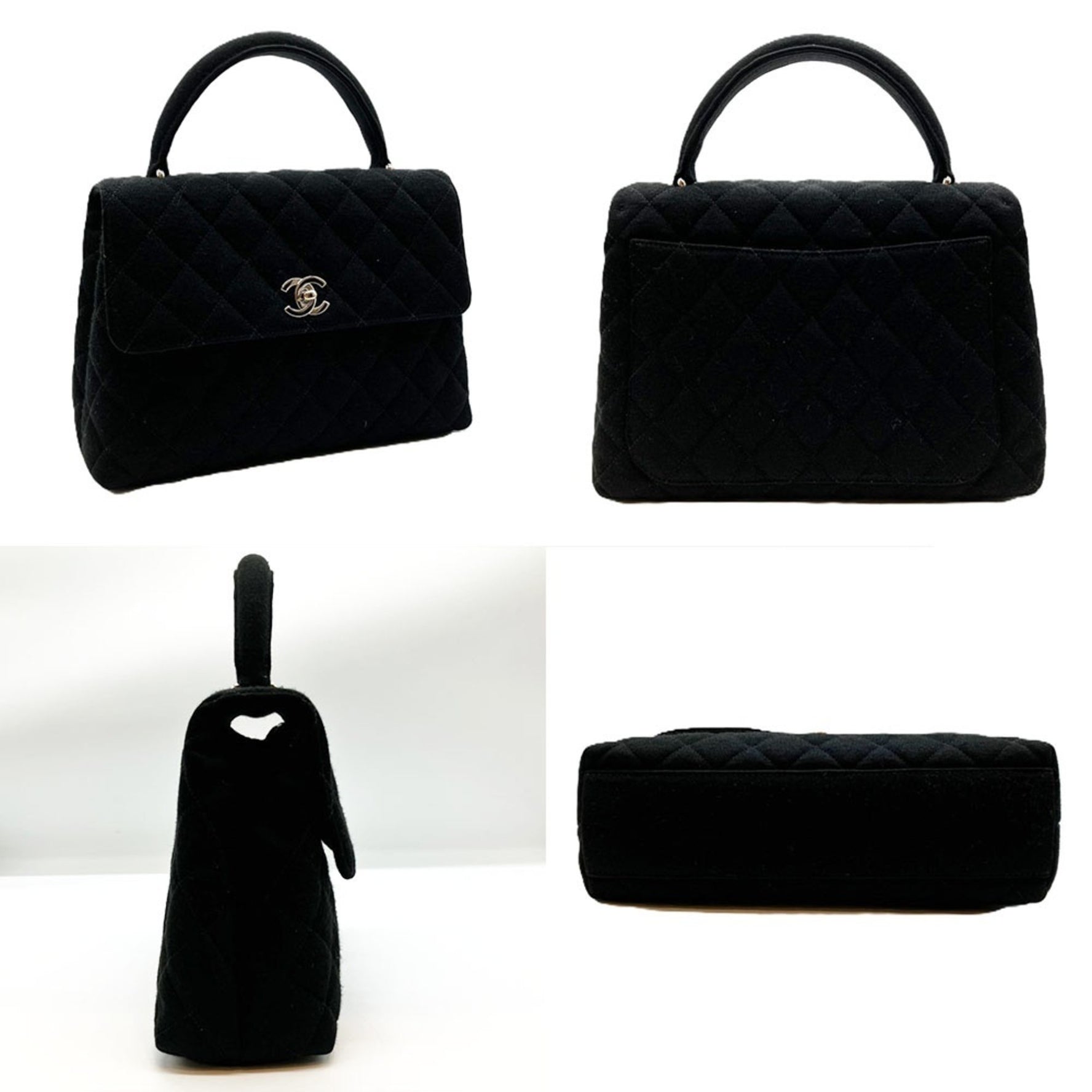 CHANEL Kelly-style Matelasse Cotton Jersey Handbag