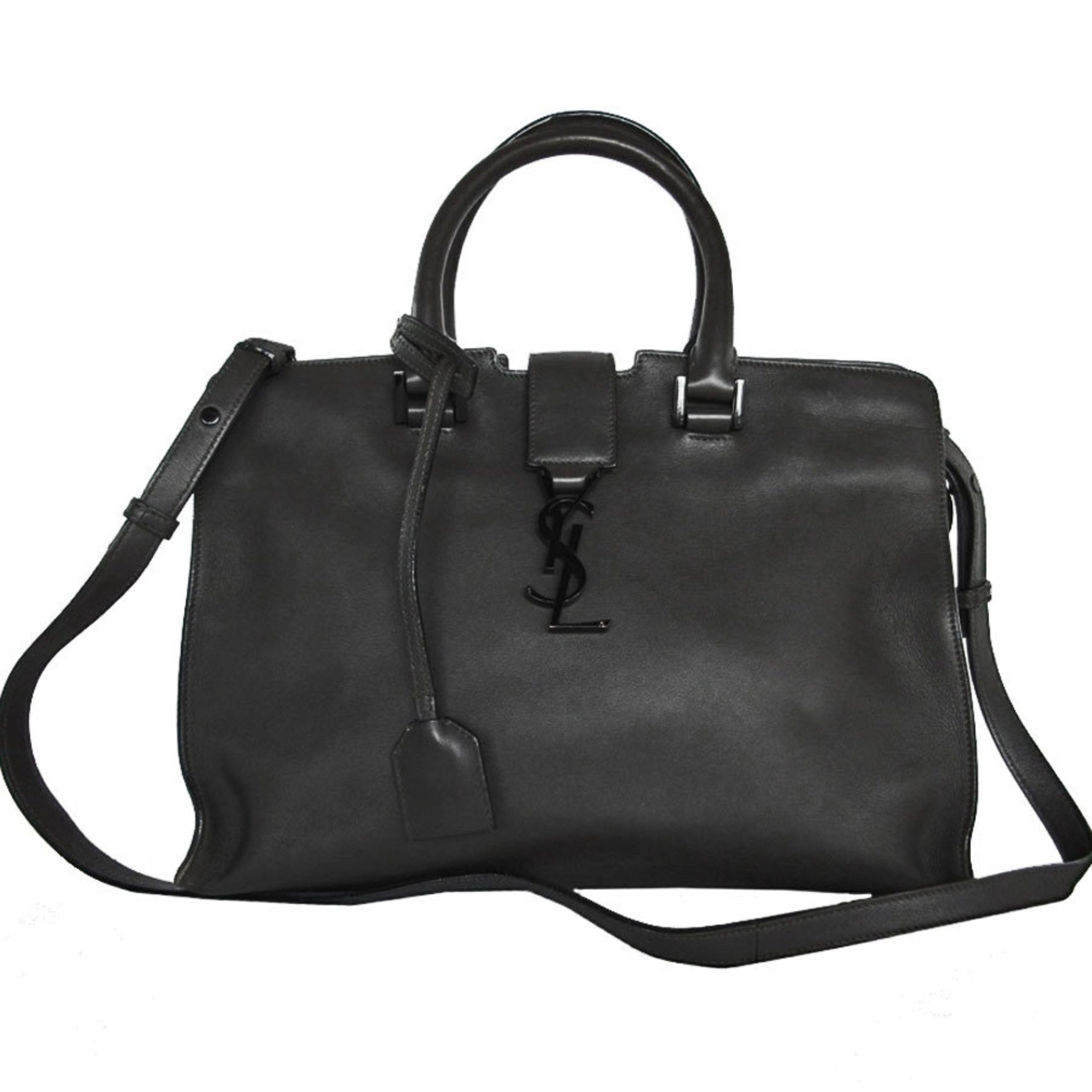Saint Laurent Handbag Shoulder Bag Baby Cabas Leather Grey
