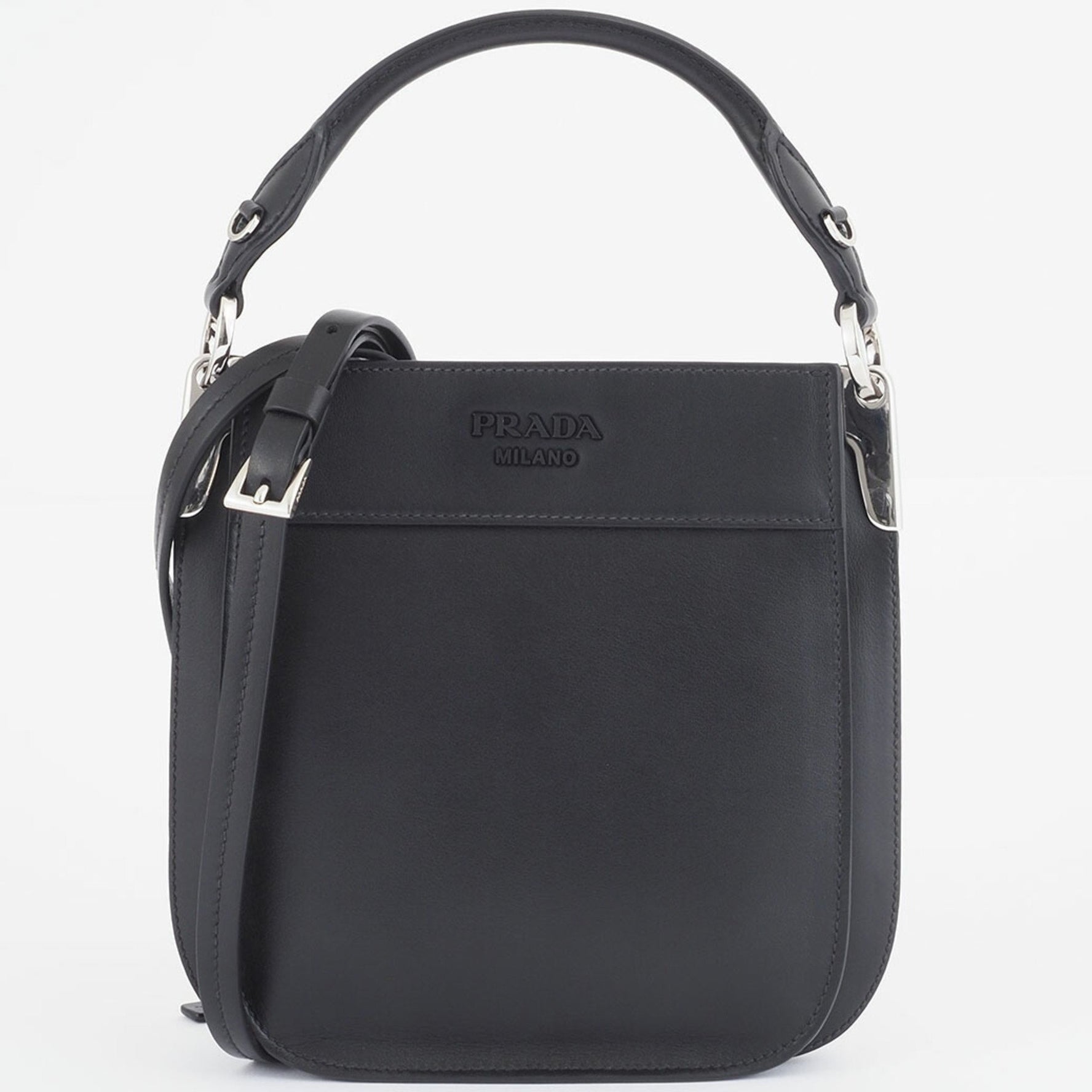 Prada Maggit Handbag Shoulder Bag 1BC082 Black Women's Leather PRADA