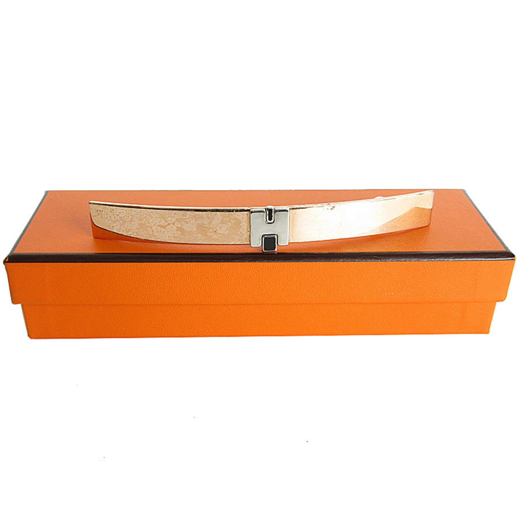 Hermes Barrette Metal Enamel Pink Gold Silver Black