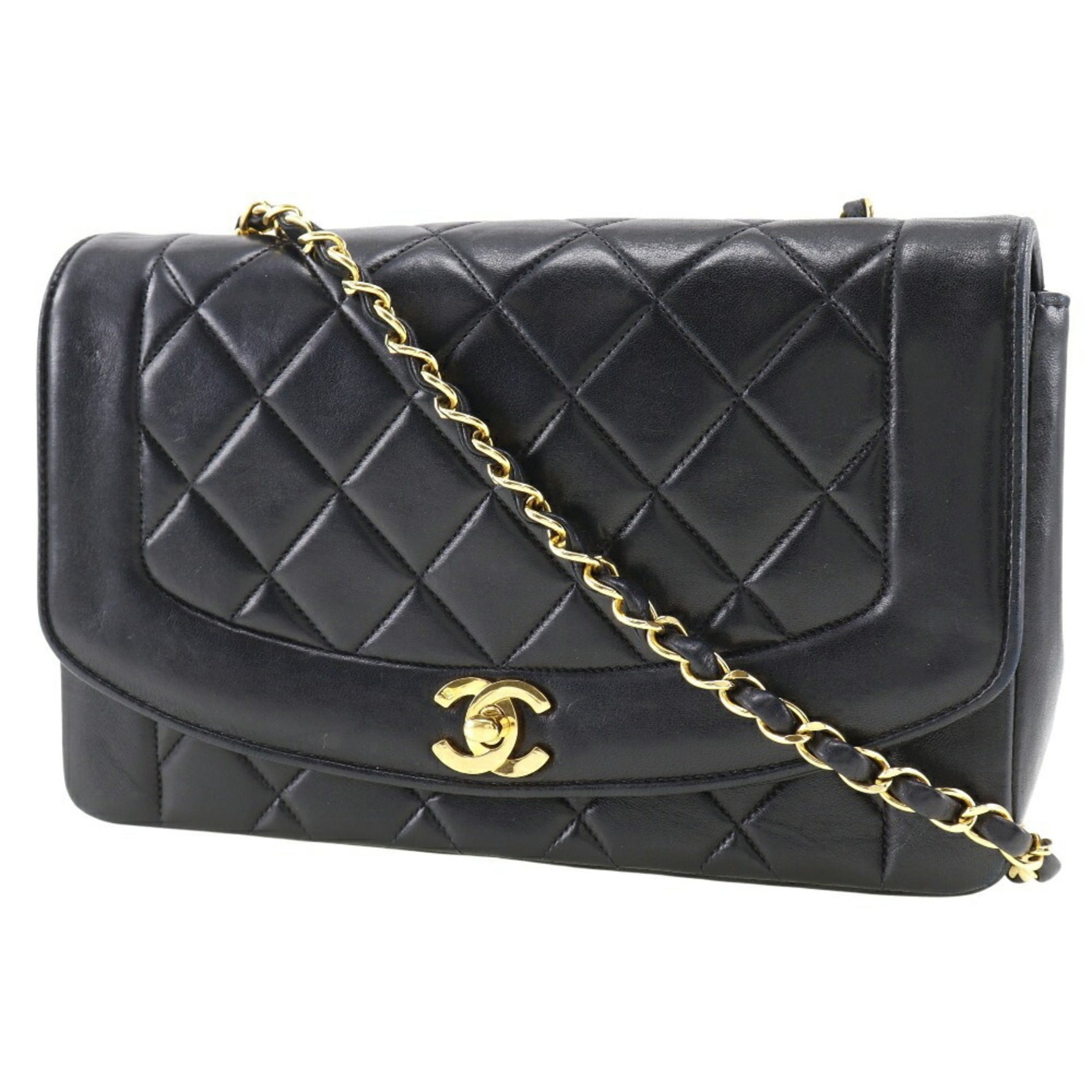 CHANEL Chain Shoulder Bag Lambskin 1993 Turnlock ChainShoulder