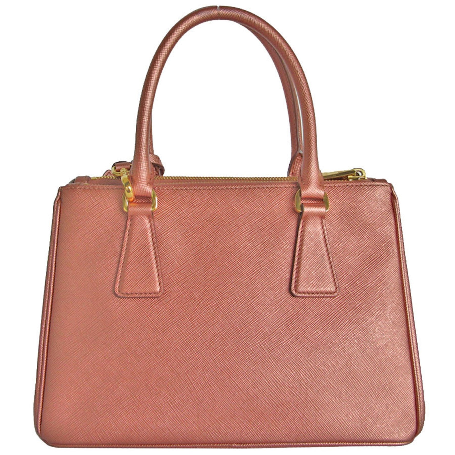 PRADA handbag shoulder bag leather metallic pink gold ladies