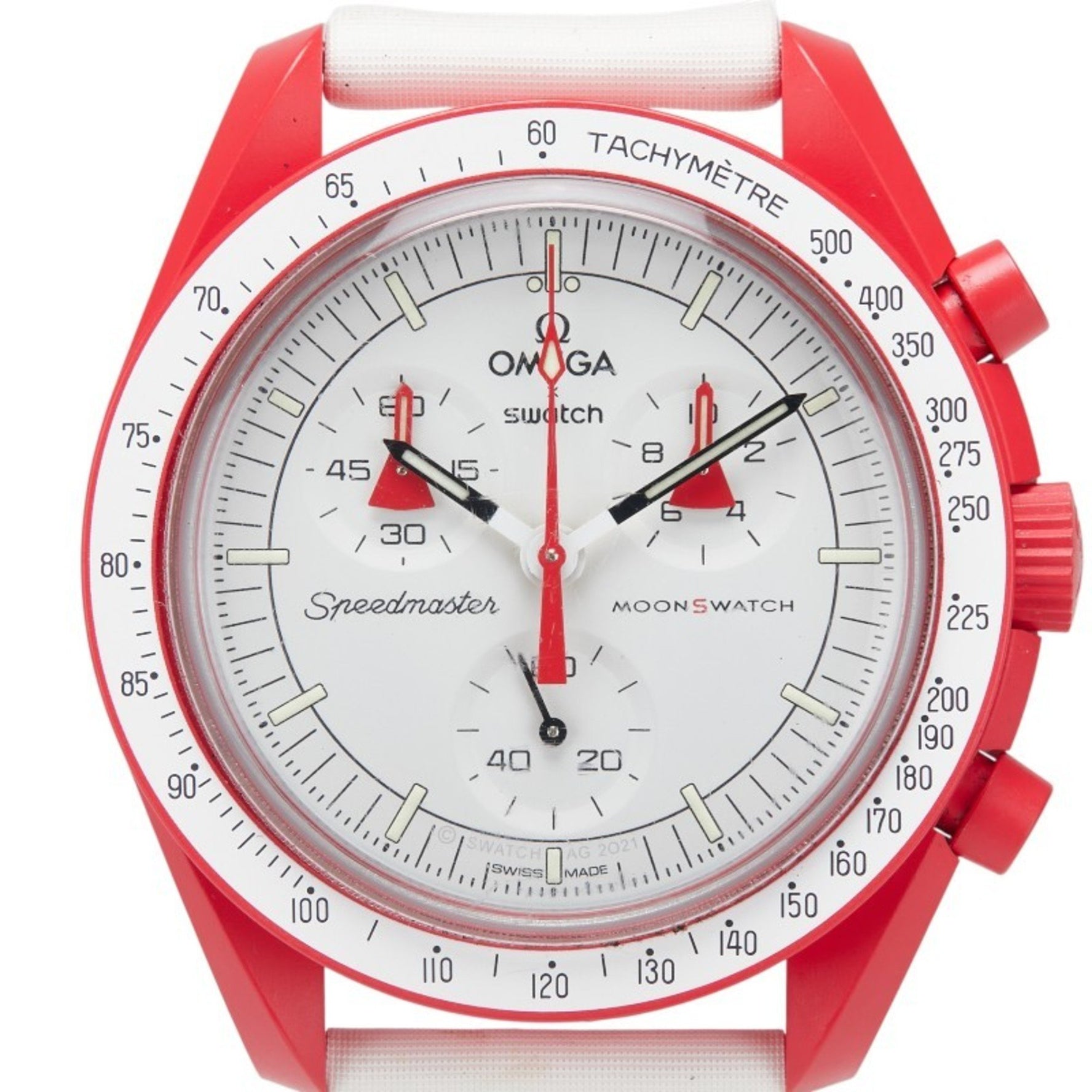 OMEGA x Swatch MoonSwatch Mission to Mars Watch Quartz White Dial Ceramic Nylon