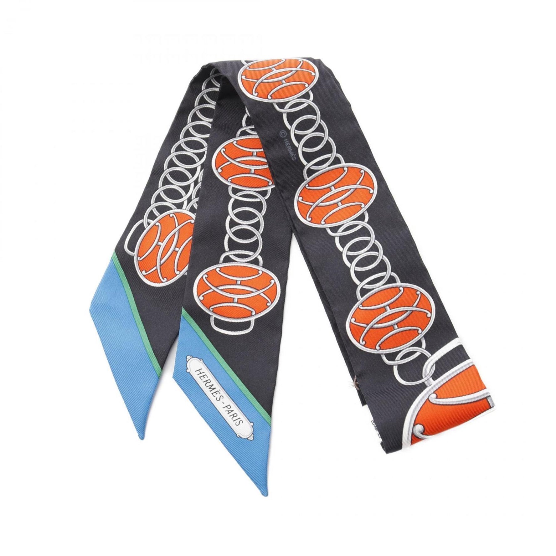 Hermes Hermès Twilly Lift Profile Silk Scarf in Black and Multicolor
