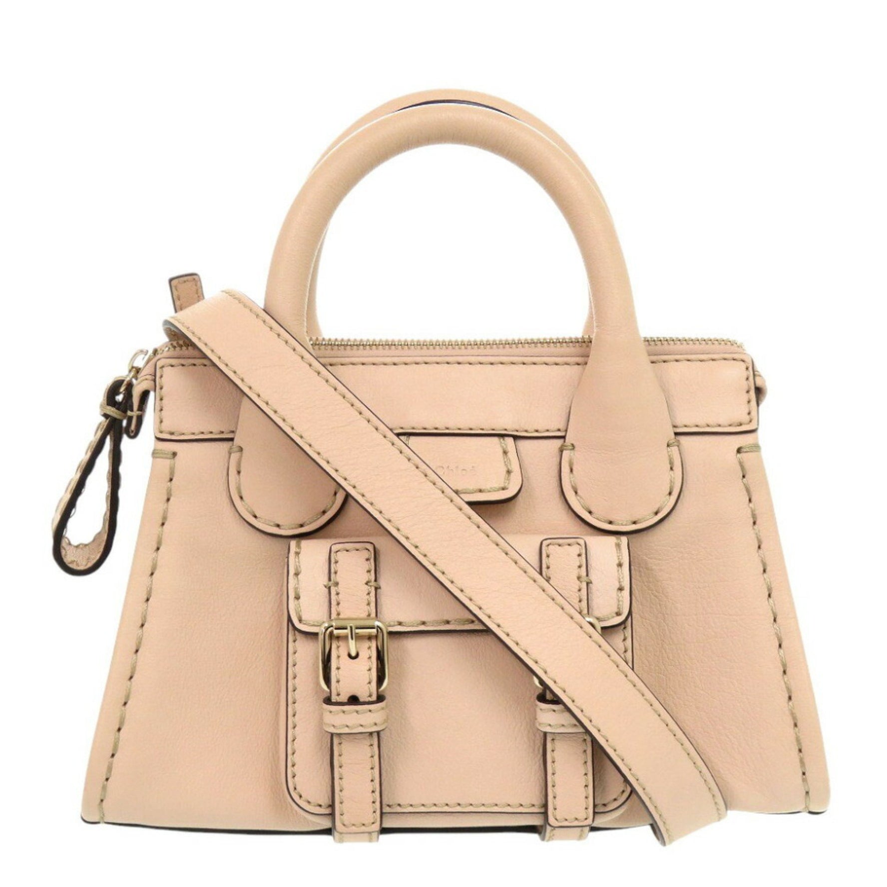 Chloé Chloe Edith Leather Pink Beige Shoulder Bag Handbag