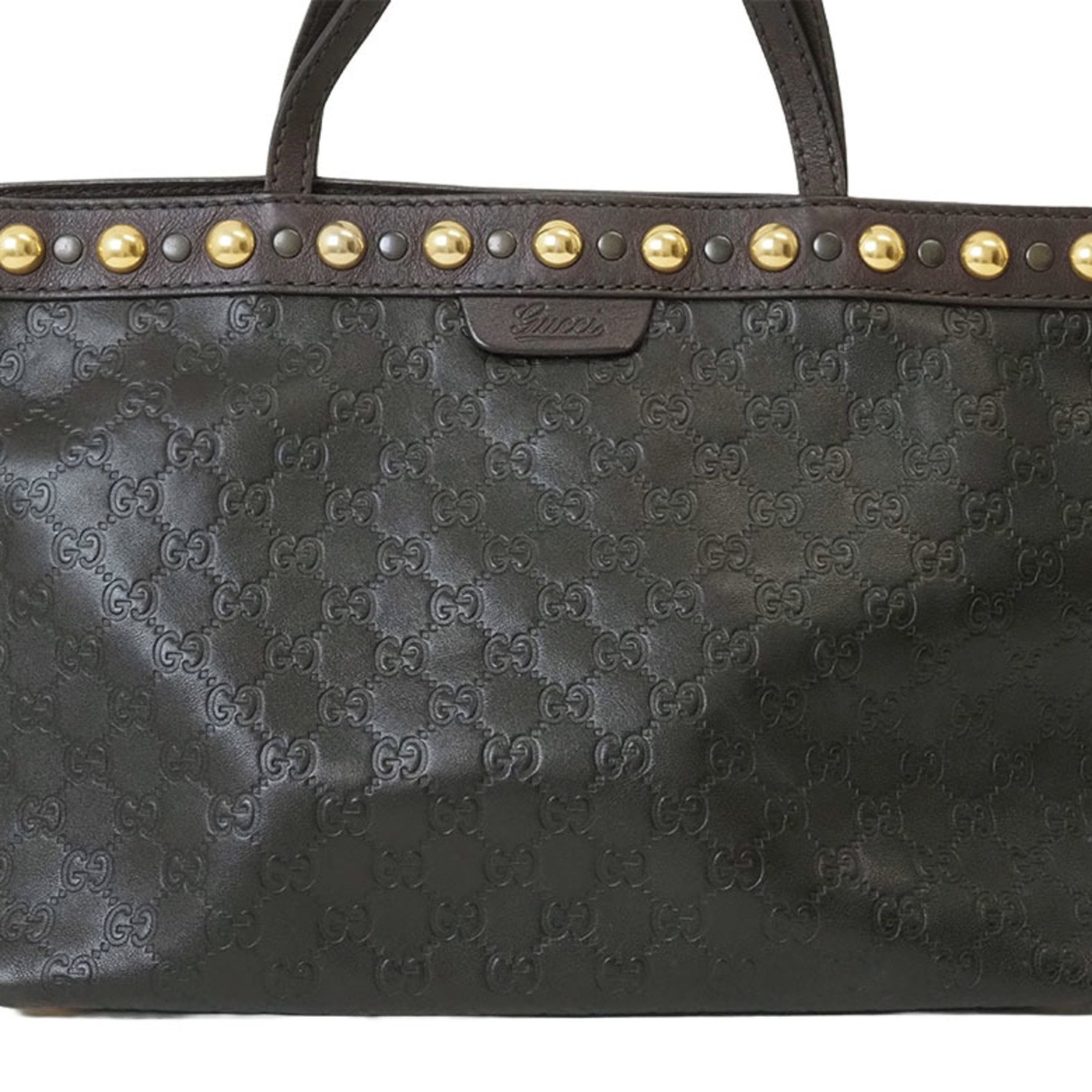 Gucci Guccissima Studded Tote Bag Shoulder Leather