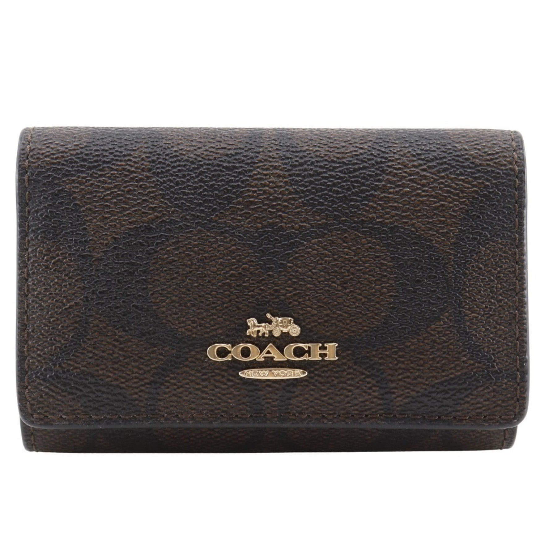 Coach Signature Key Case Brown/Black PVC, Snap Buttons