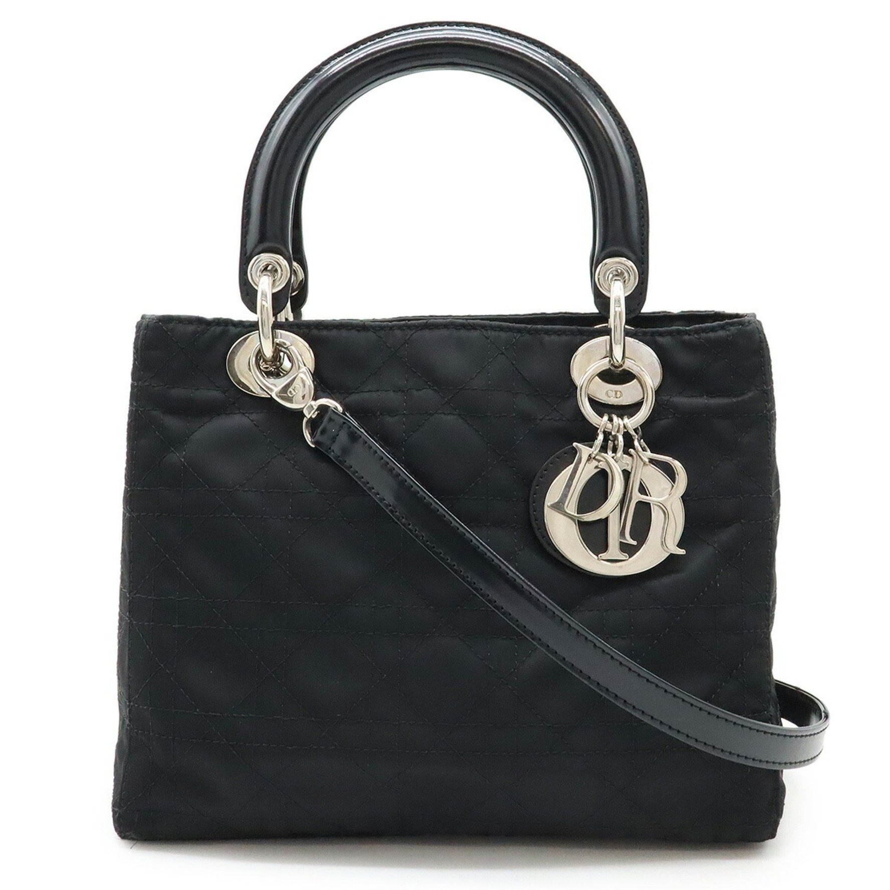 Christian Dior Lady Cannage Handbag Tote Bag Nylon
