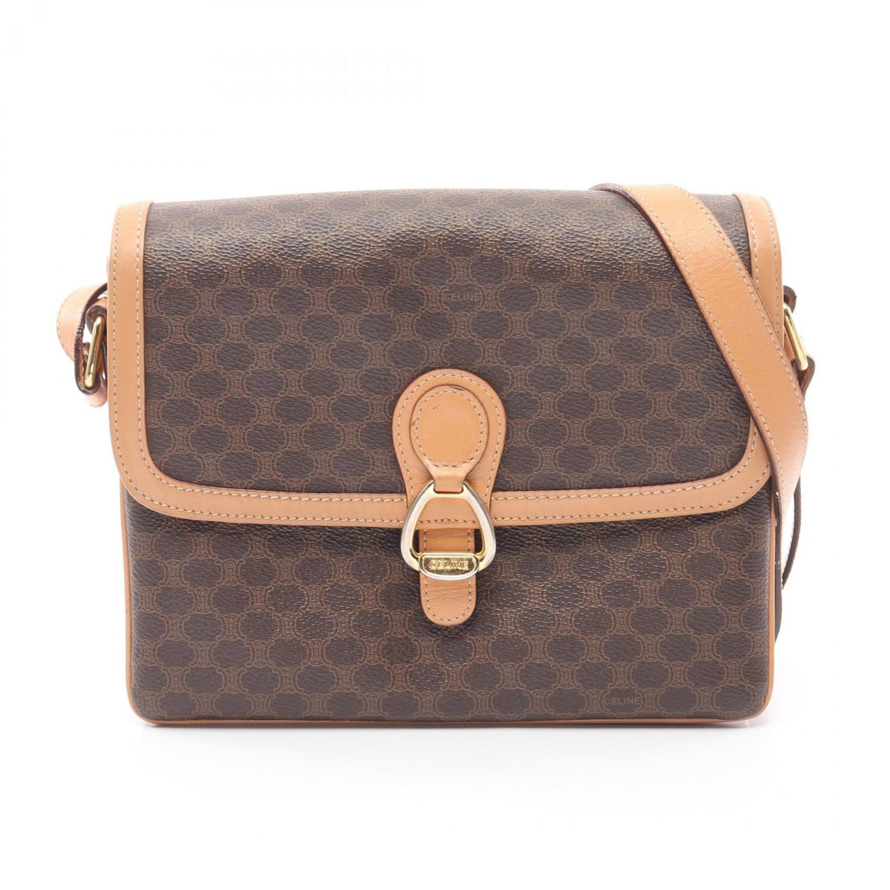 CELINE Macadam Shoulder Bag Coated Canvas Leather