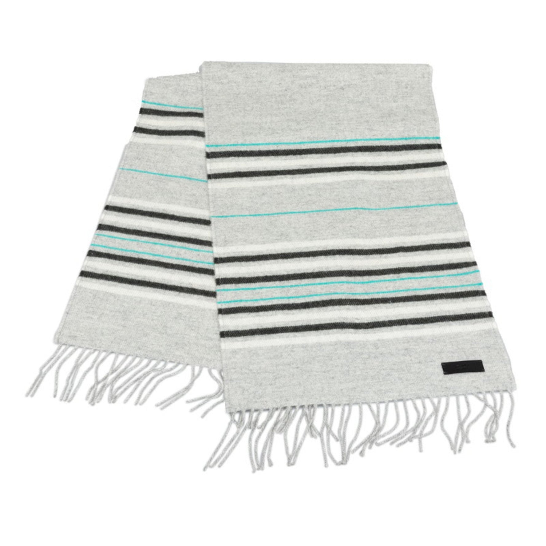 Hermes Border Scarf Grey Green Cashmere