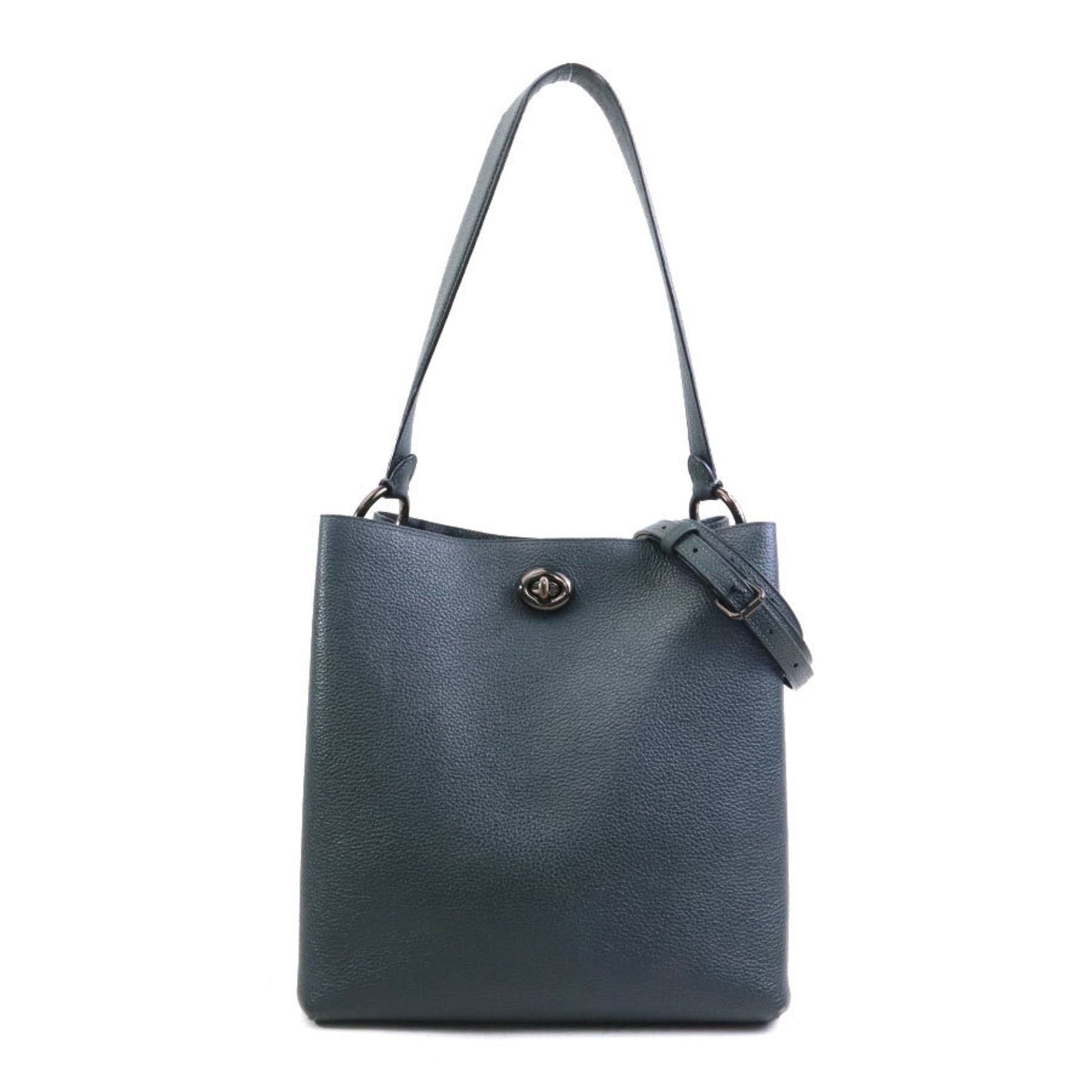 Coach handbag shoulder bag leather dark green