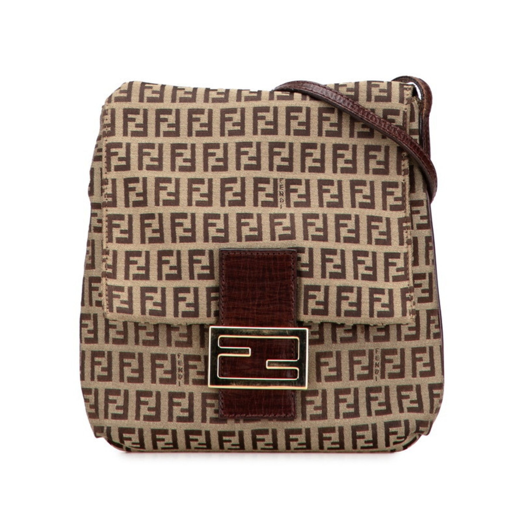 Fendi Zucchino Crossbody Shoulder Bag Canvas and Leather