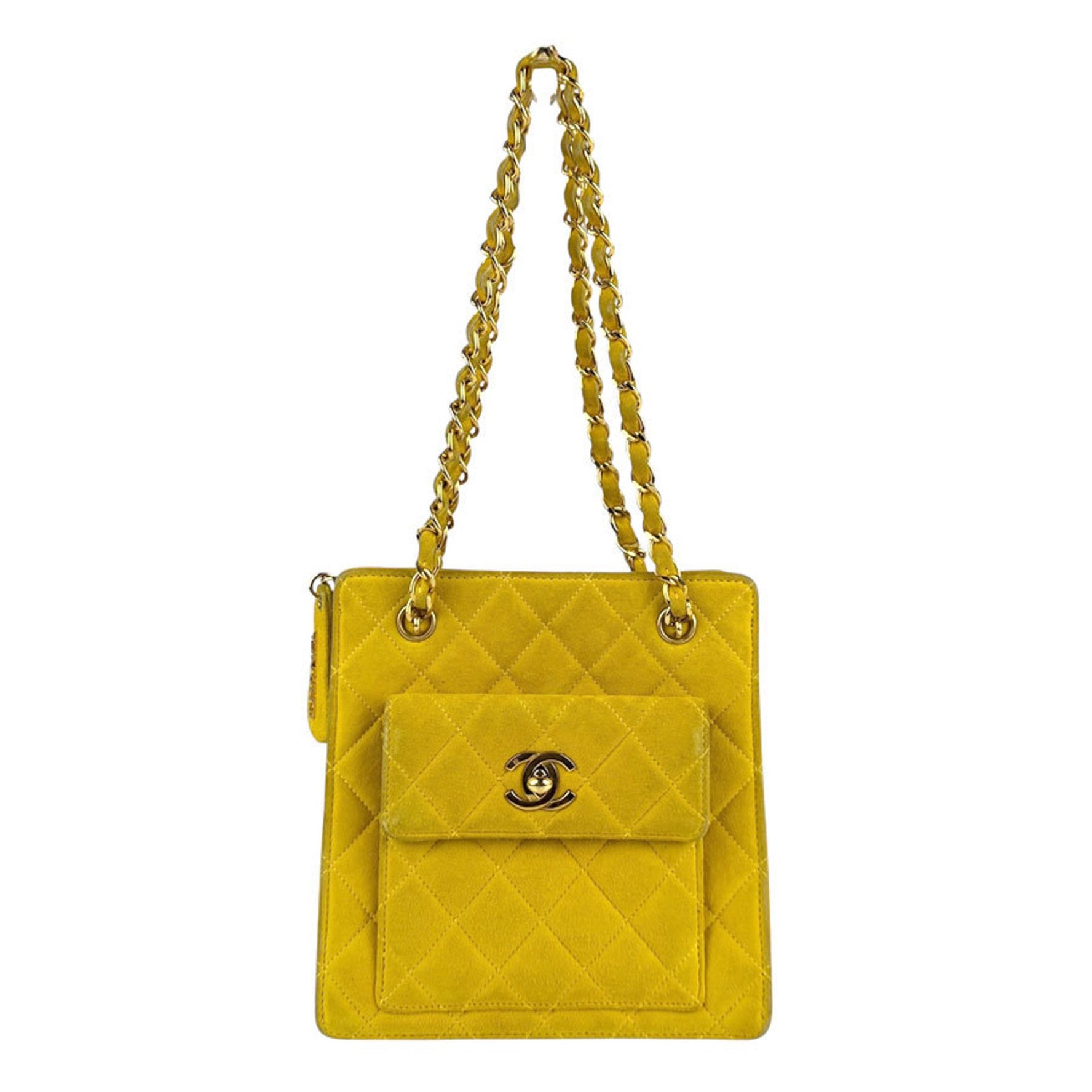 CHANEL Shoulder Bag Suede Gold
