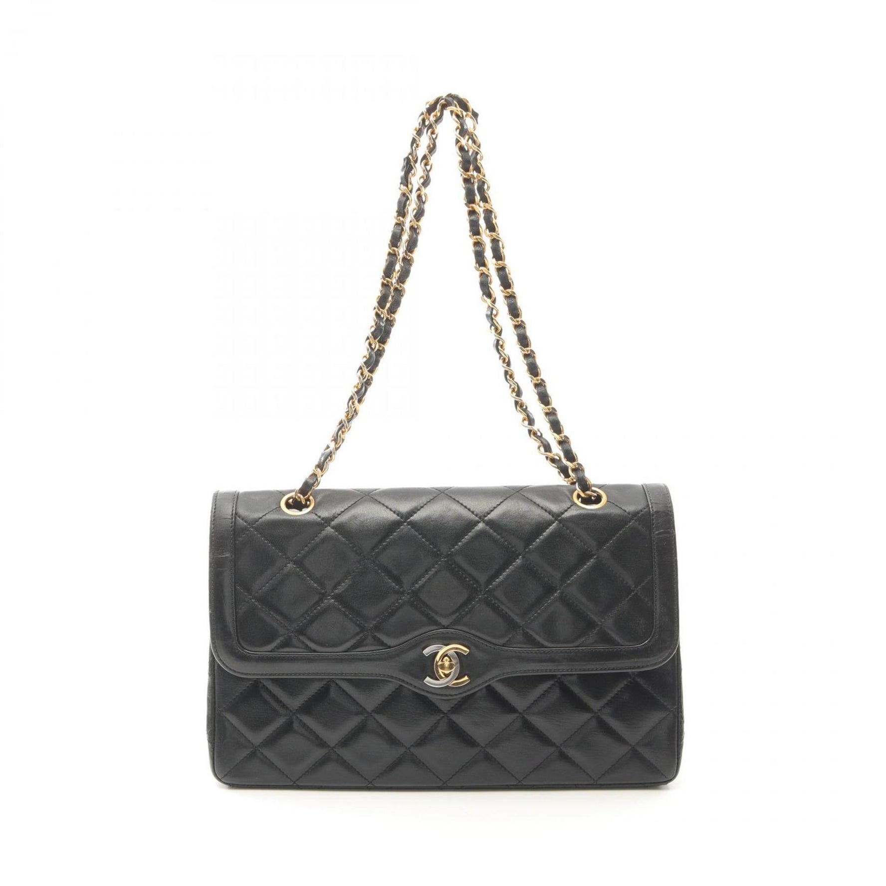 CHANEL Matelasse Paris Limited Edition Double Flap Shoulder Bag in Lambskin Leather (Black)