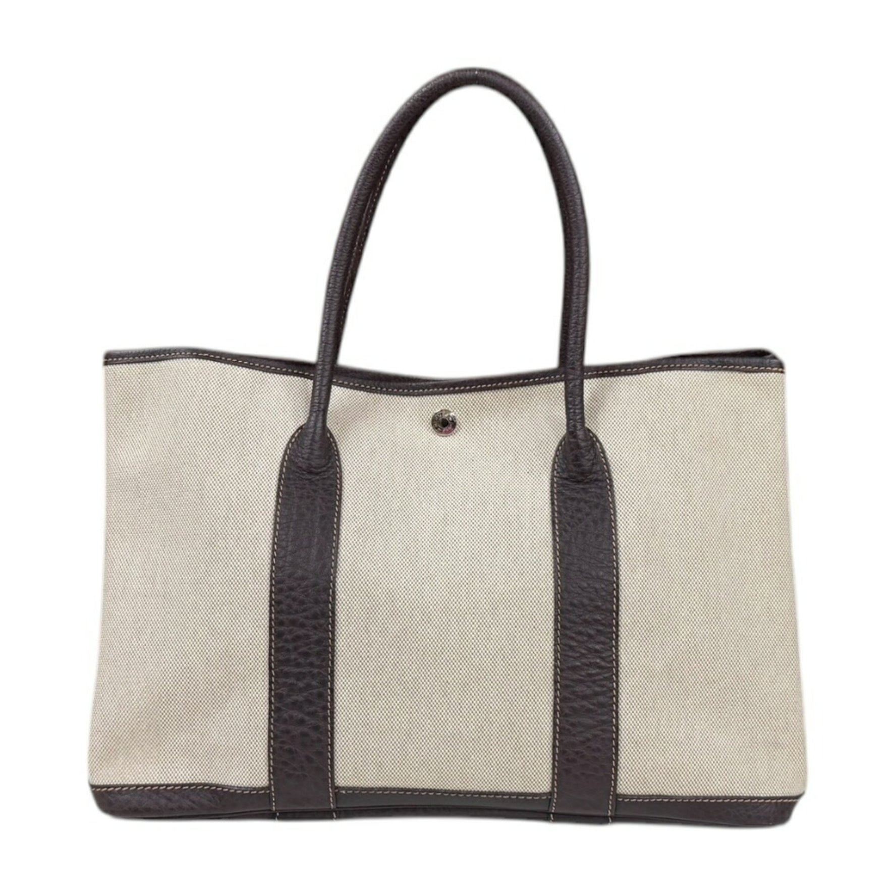 Hermes Garden PM Handbag Toile H Brown