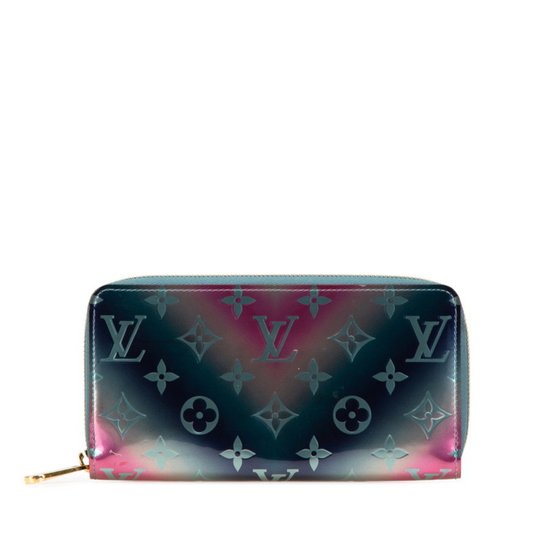 Louis Vuitton Monogram Vernis 2020 Valentine's Day Limited Edition Zippy Wallet, Round Zipper Long Wallet Blue, Pink, Multicolor Patent Leather