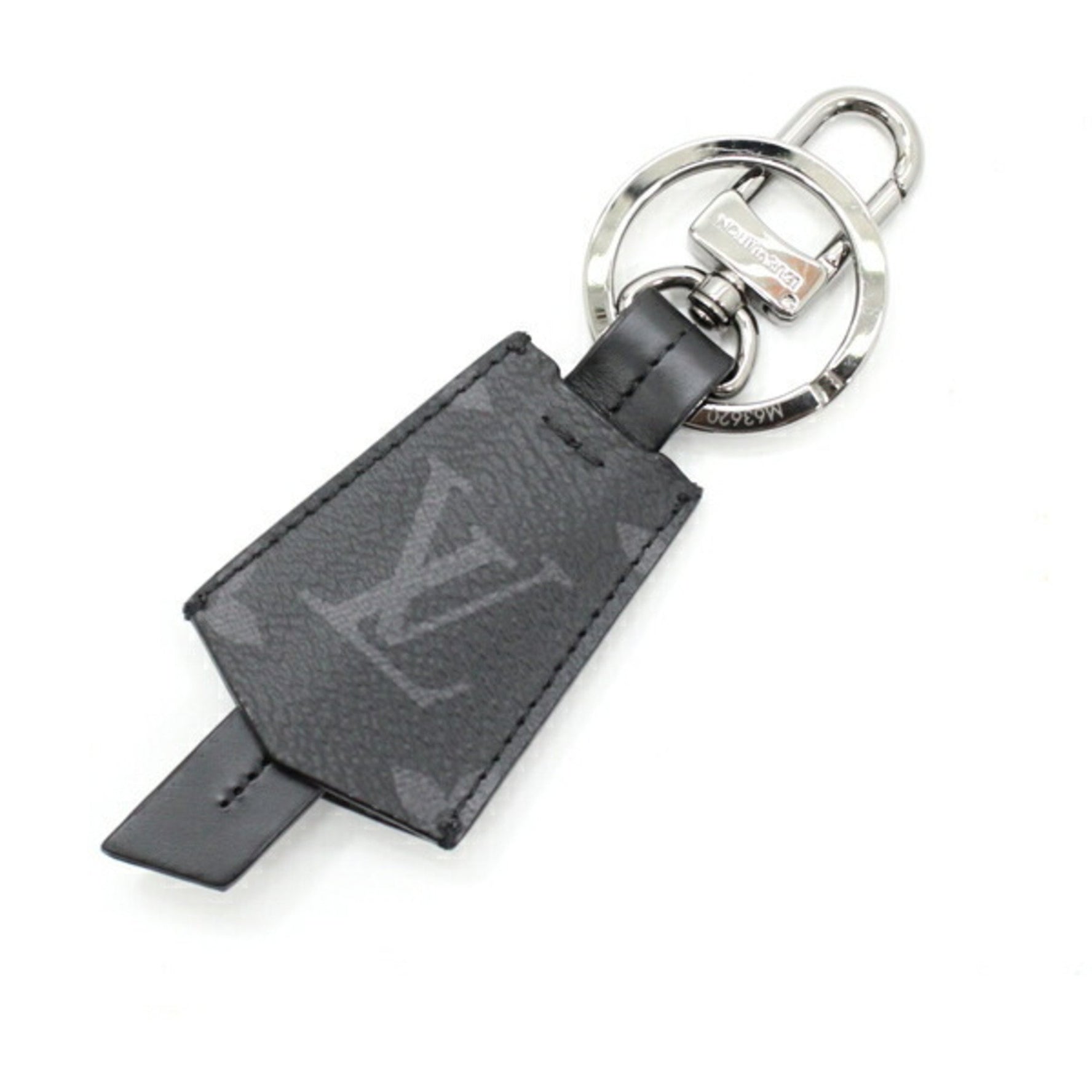 Louis Vuitton Key Ring Holder Bag Charm Porte Cle Cloche Monogram Eclipse Black Engraved LV Men's