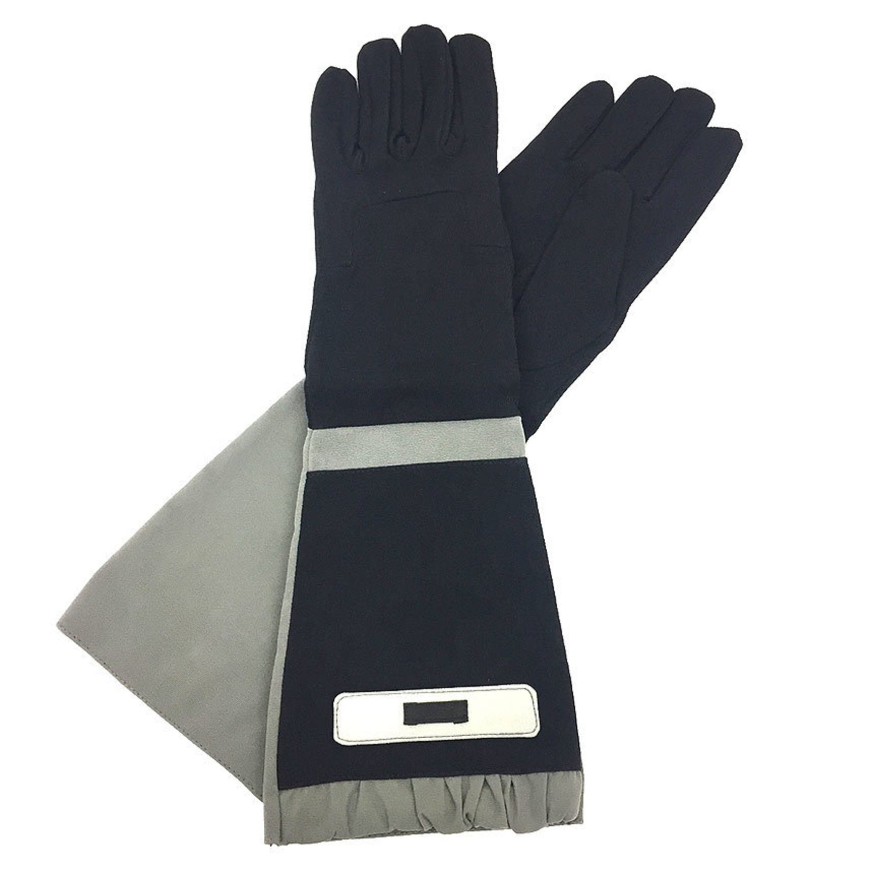 PRADA Gloves Arm Covers Size 7 1/2 Black x Light Khaki