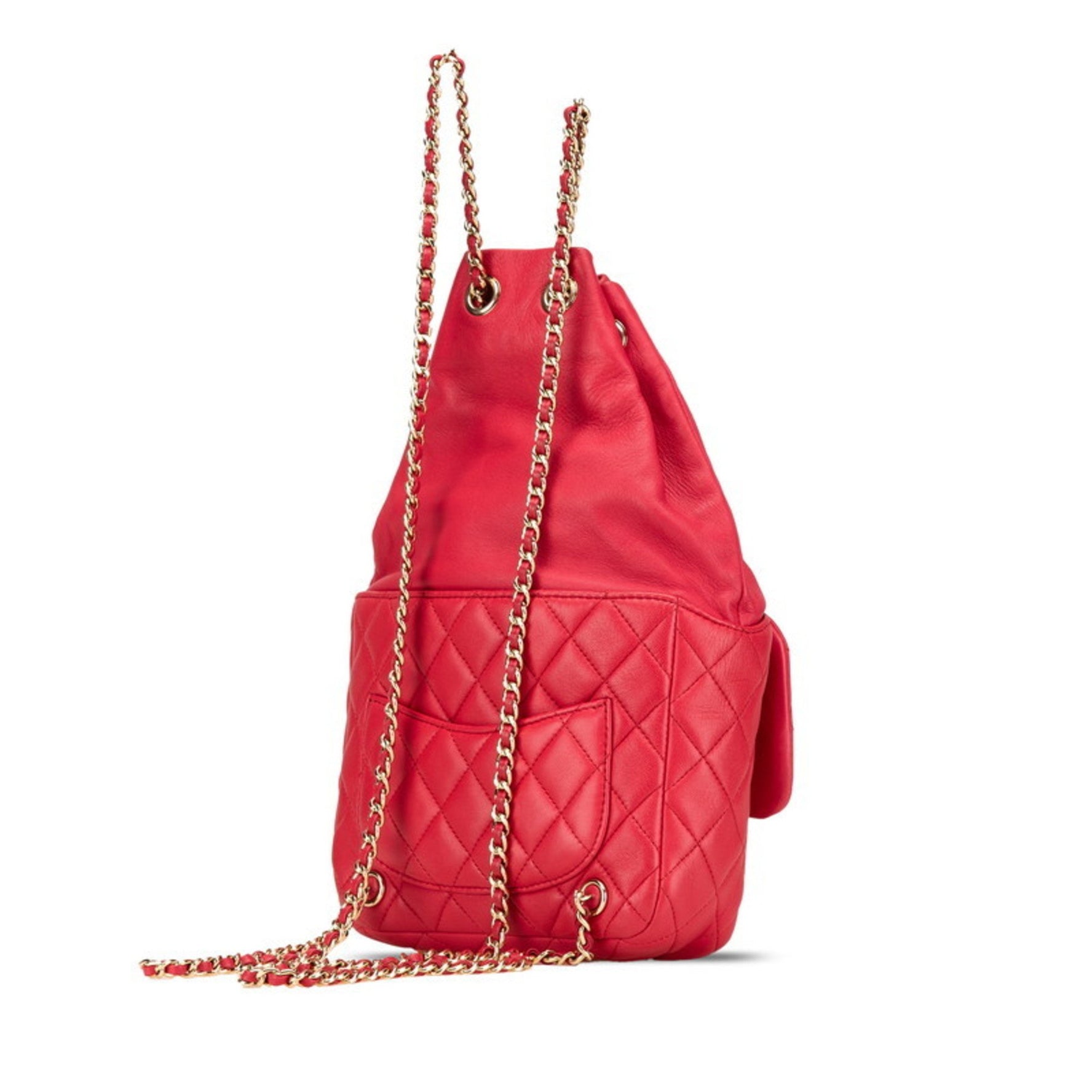 CHANEL Coco Mark Matelasse Backpack Red Lambskin