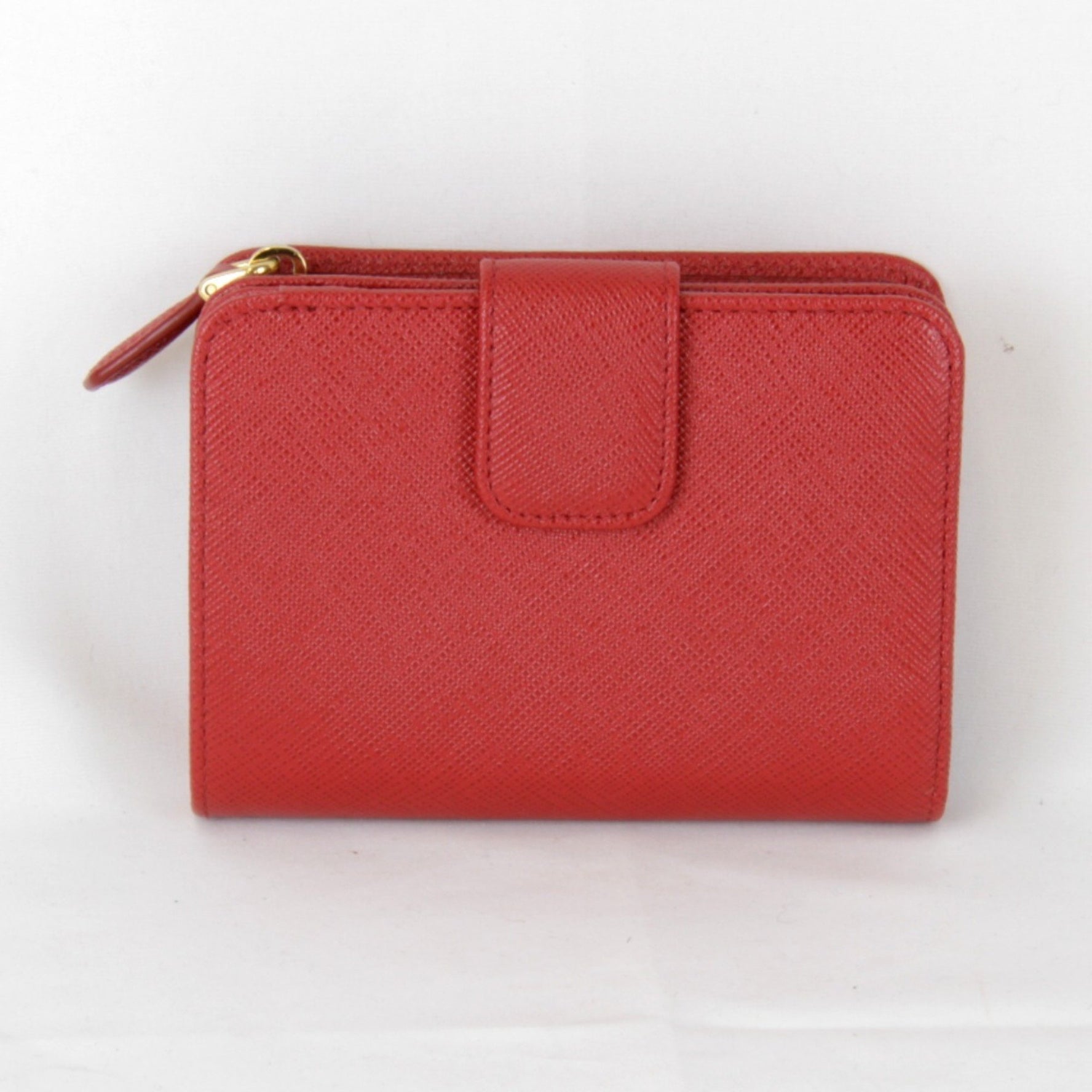 PRADA Saffiano Bi-fold Wallet Leather Red