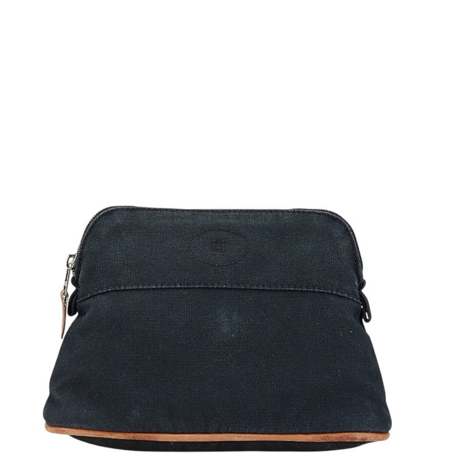 Hermes Bolide Pouch 20 Black Brown Cotton Leather