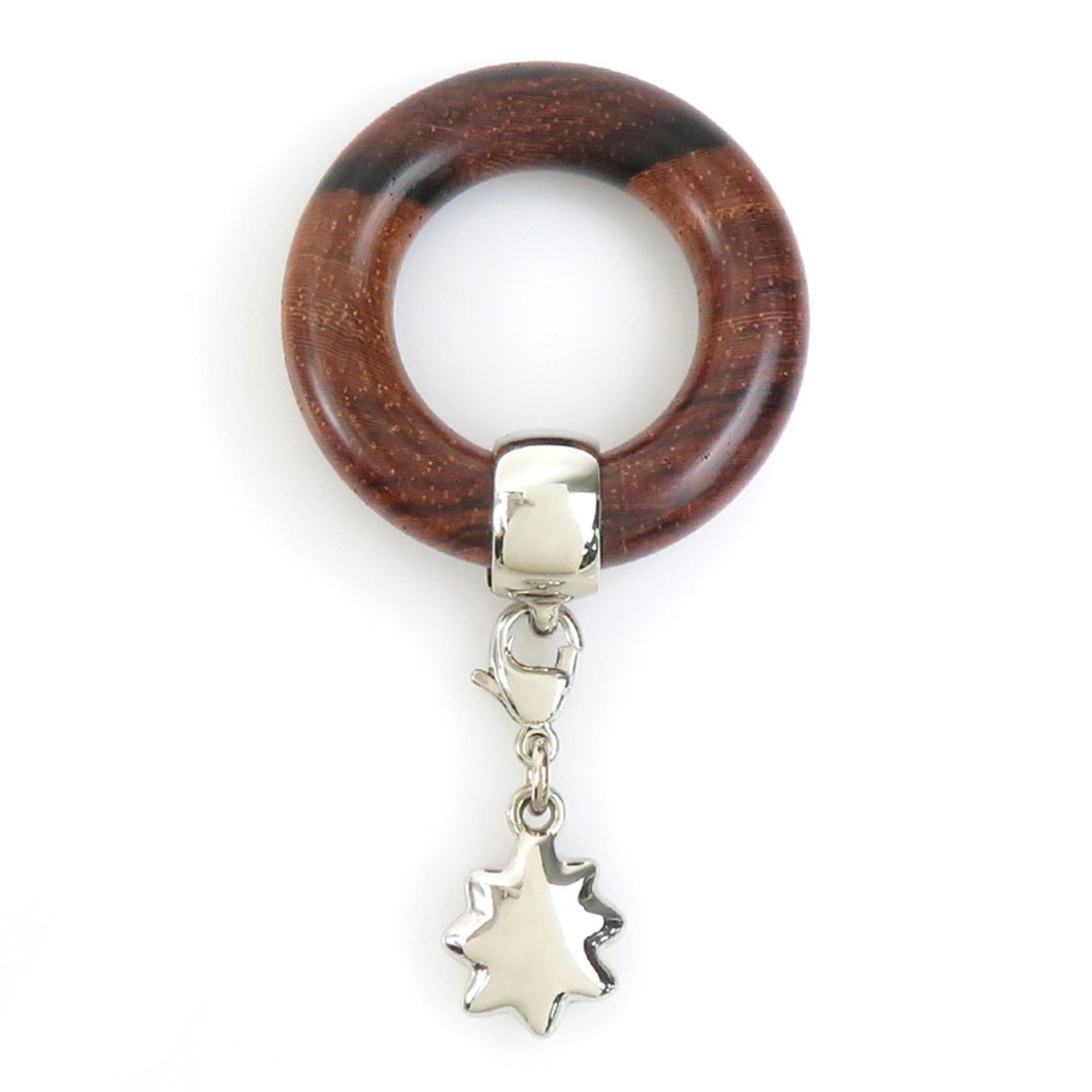 Hermes scarf ring, limited edition for the Star Travel Exhibition, wood, metal, brown, silver