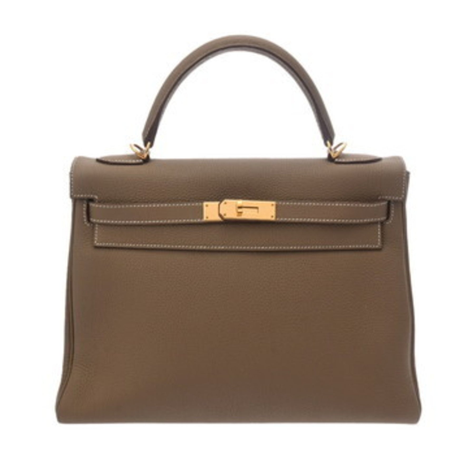 HERMES Kelly 32, Inner Stitching, 2-Way, Etoupe Leather, X Stamp (circa 2016), Women's Togo Handbag, AB Condition, Pre-Owned, Ginzo