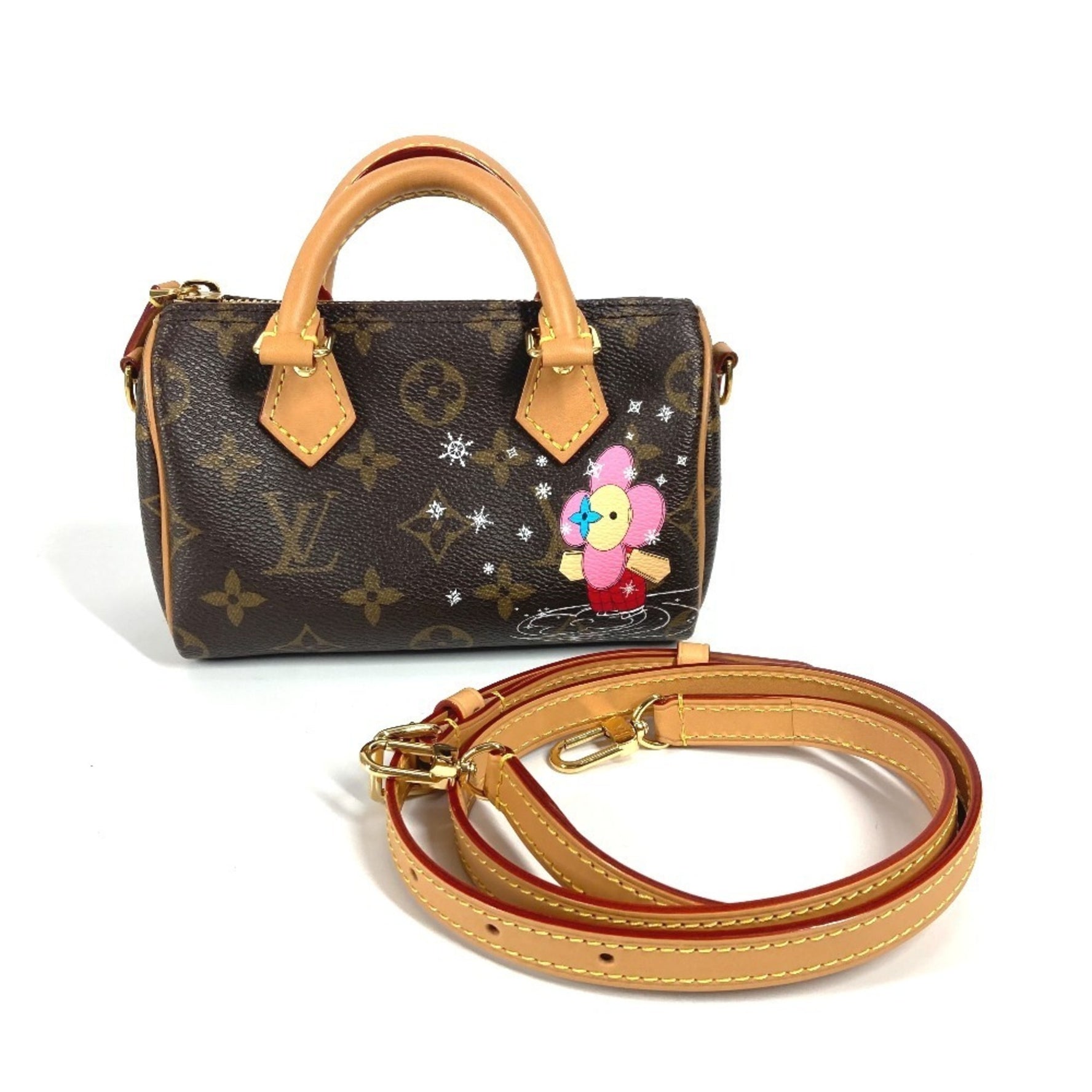 Louis Vuitton Monogram Vivienne Nano Speedy Shoulder Bag Pochette Mini Boston Handbag Canvas Brown