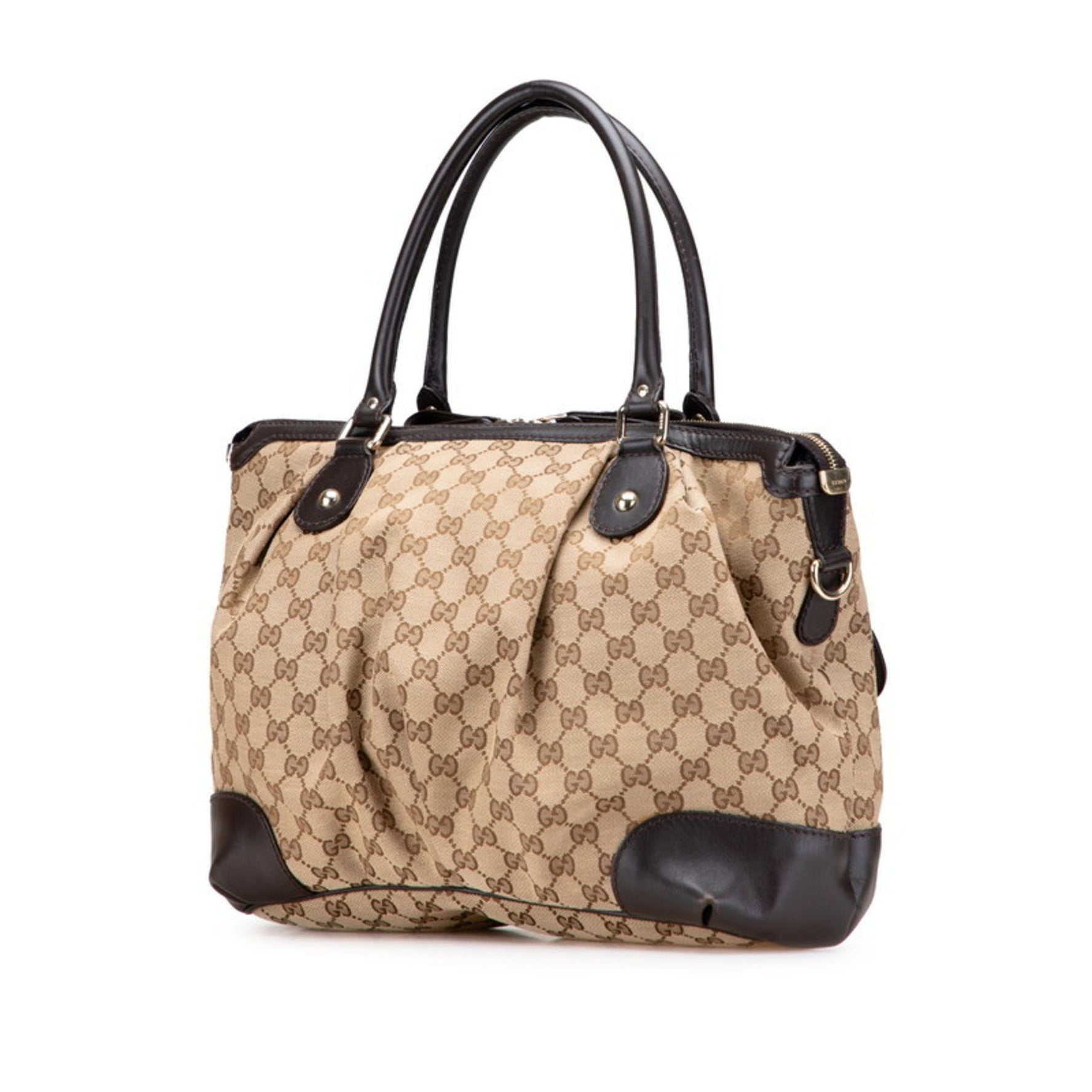 Gucci GG Canvas Sukey Tote/Shoulder Bag, Beige/Brown and Leather