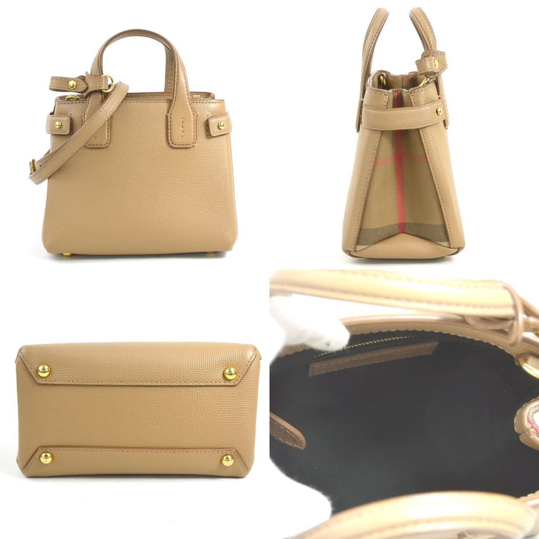 Burberry handbag shoulder bag leather canvas ladies